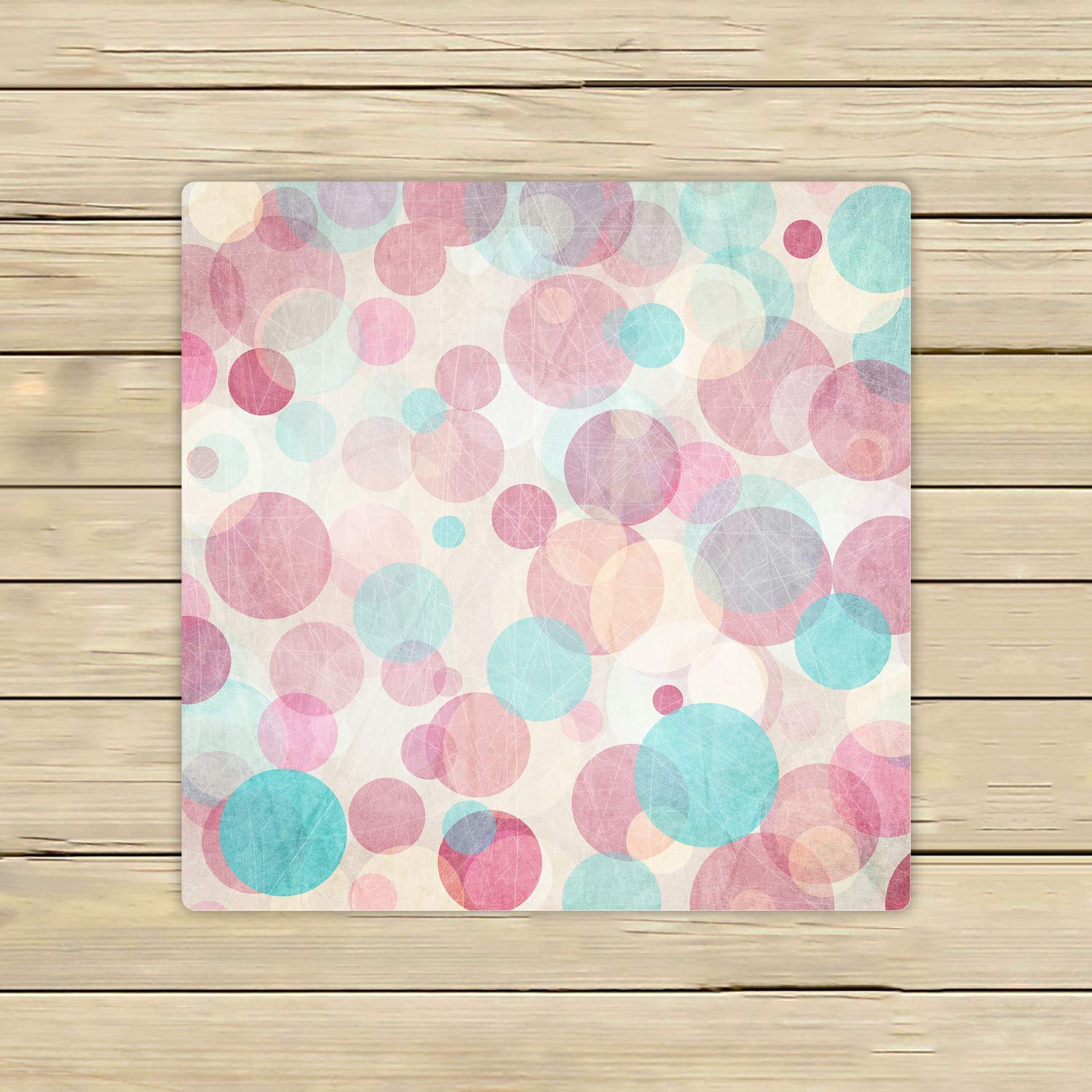 Soft Blue & Pink Abstract Circle Beach Towel - 13x13 Inch Quick Dry Bath Towel for Pool, Shower, Travel & Outdoor Use - Lightweight & Absorbent for Home, Gym & Vacation