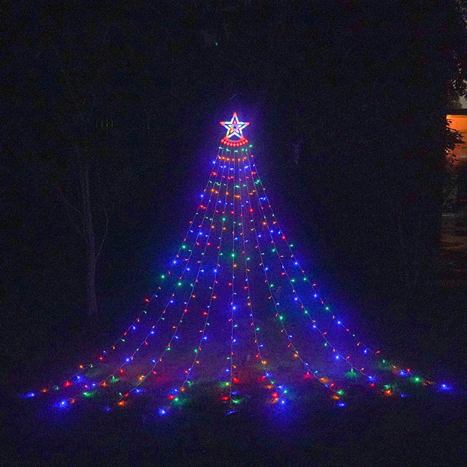 Waterfall Decorations Star String Lights - 350 LED Fairy Lights with Stars for Window, Curtain, Christmas, Wedding, Party, Garden, Bedroom, and Outdoor Decor