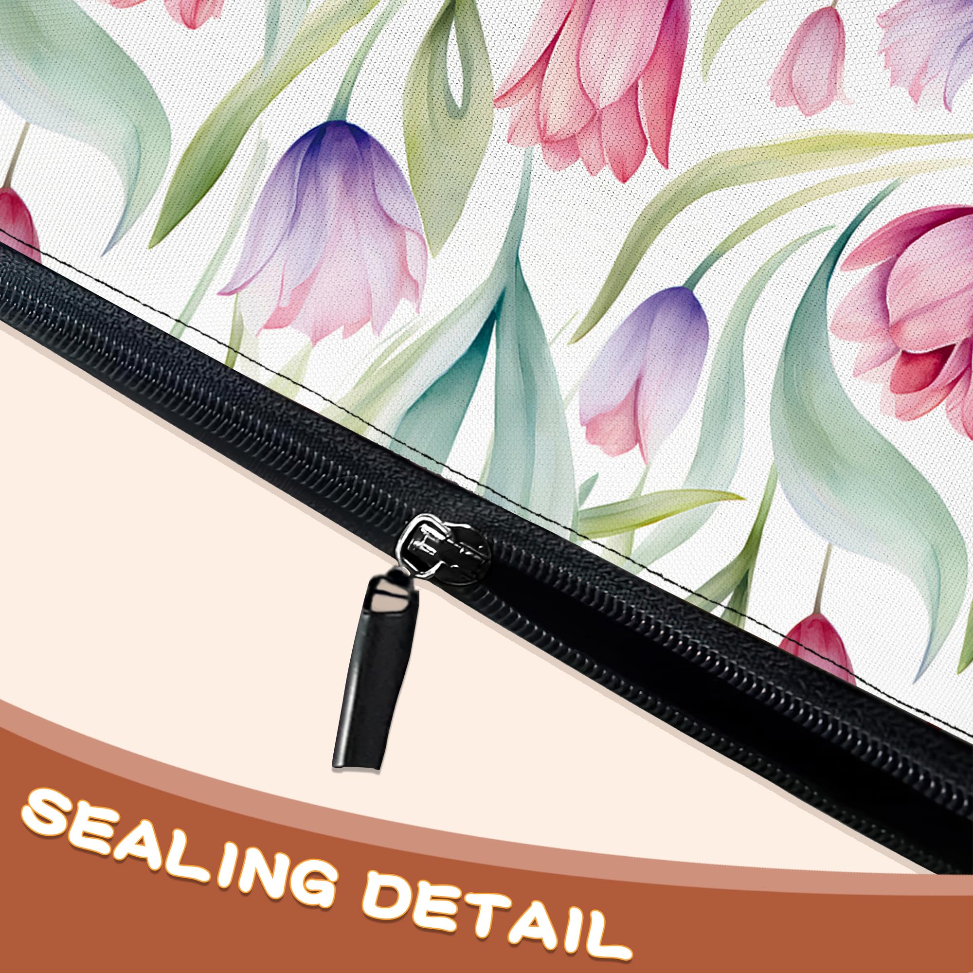 Watercolor Tulip Floral Cosmetic Bag - Large Capacity Zippered Makeup Pouch for Women & Girls | Travel Toiletry Organizer | Perfect for Gym, Vacation & Daily Essentials