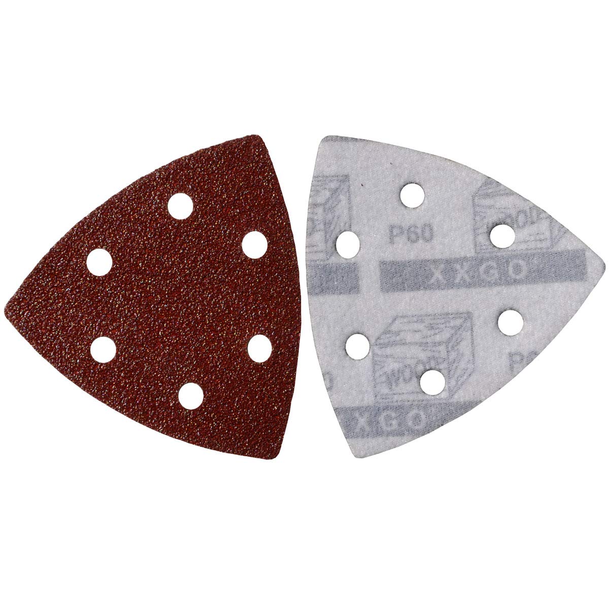 XXGO 3.5 Inch 90mm Triangular Sandpaper Assortment - 60/80/100/120/240 Grits Hook & Loop Multi-Tool Sanding Pads (Pack of 100) - Compatible with 3.5