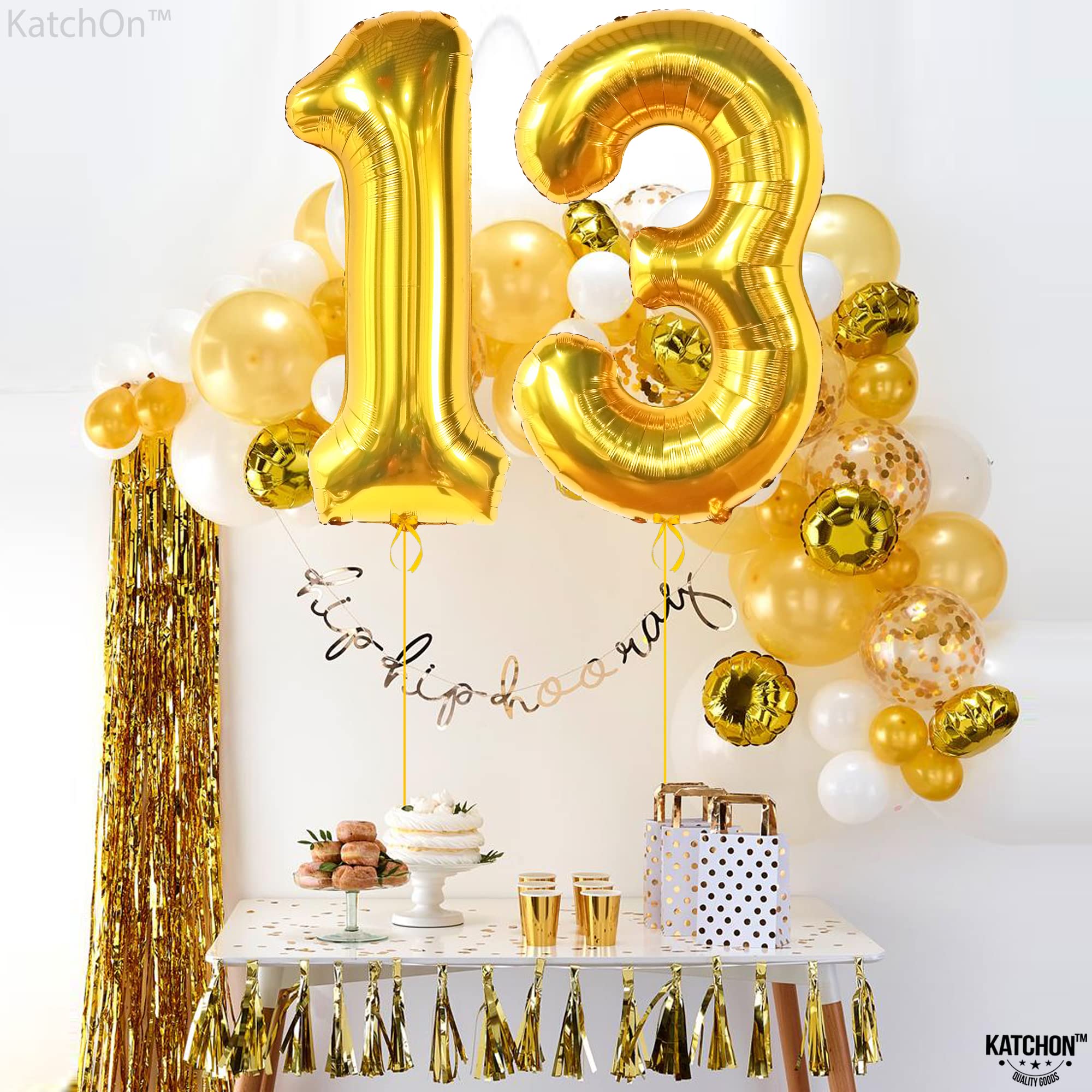 KatchOn 40 Inch Giant Gold 13 Balloon Numbers - Large 13th Birthday Decorations for Boys & Girls, Anniversary Party Supplies | Perfect for Birthday Parties, Anniversaries, and Special Events