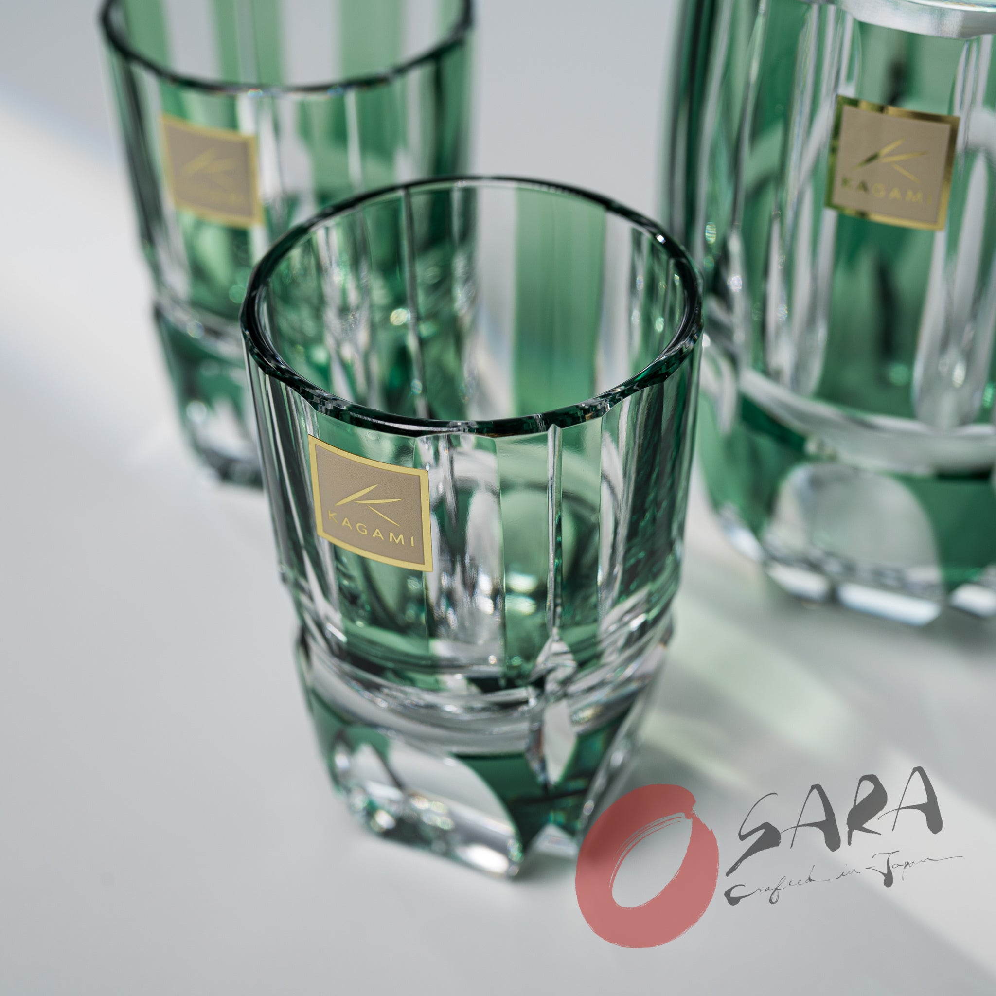 Premium KAGAMI Crystal Edo Kiriko Sake Set with Bamboo Tray - Traditional Japanese Drinking Set for Sake, Whiskey & Cocktails - Perfect for Home Entertaining, Gifts & Special Occasions