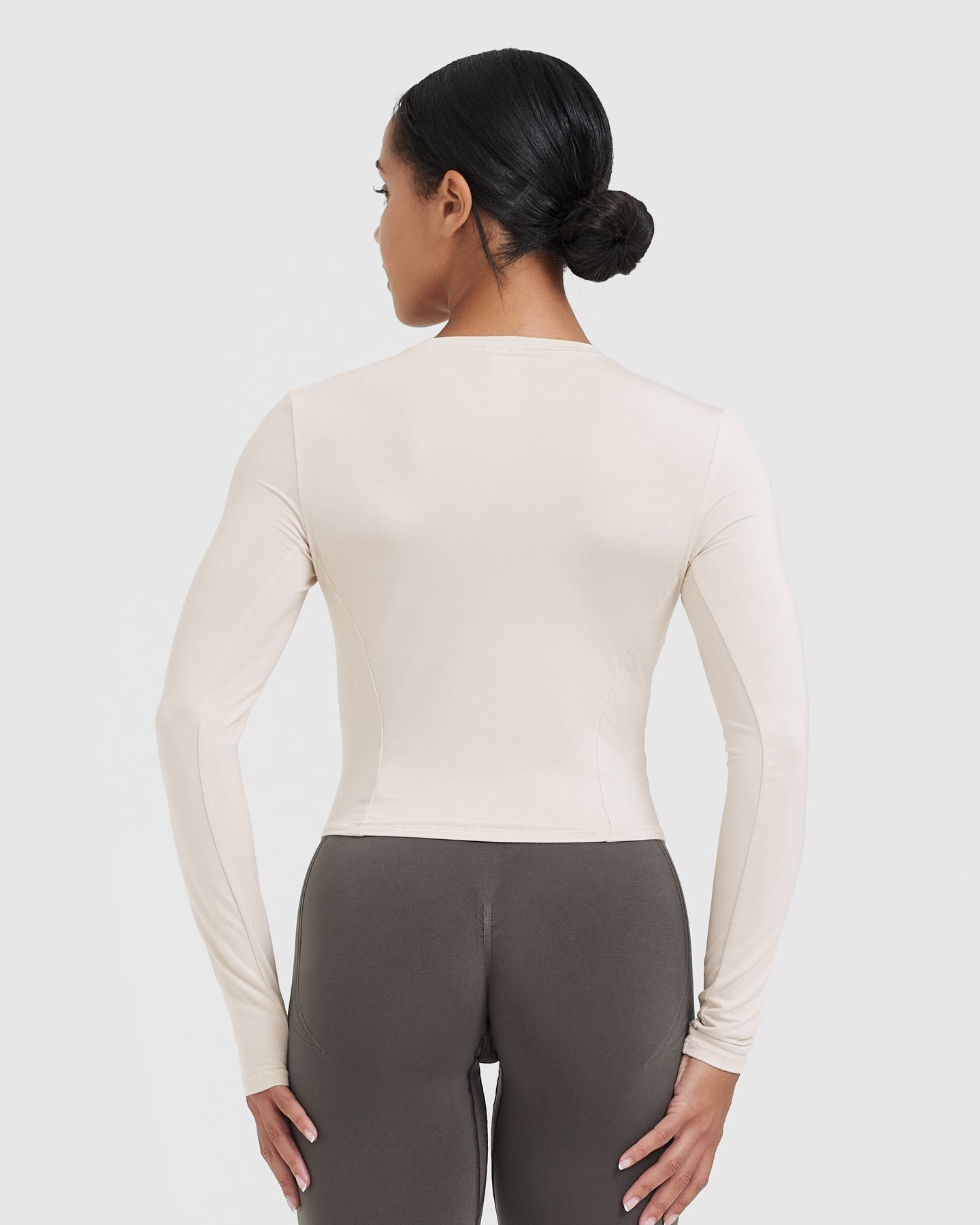 Mellow™ Soft Mid Long Sleeve Top for Women - Comfortable Stretch Casual Blouse in Sand Beige | Perfect for Work, Date Night & Everyday Wear