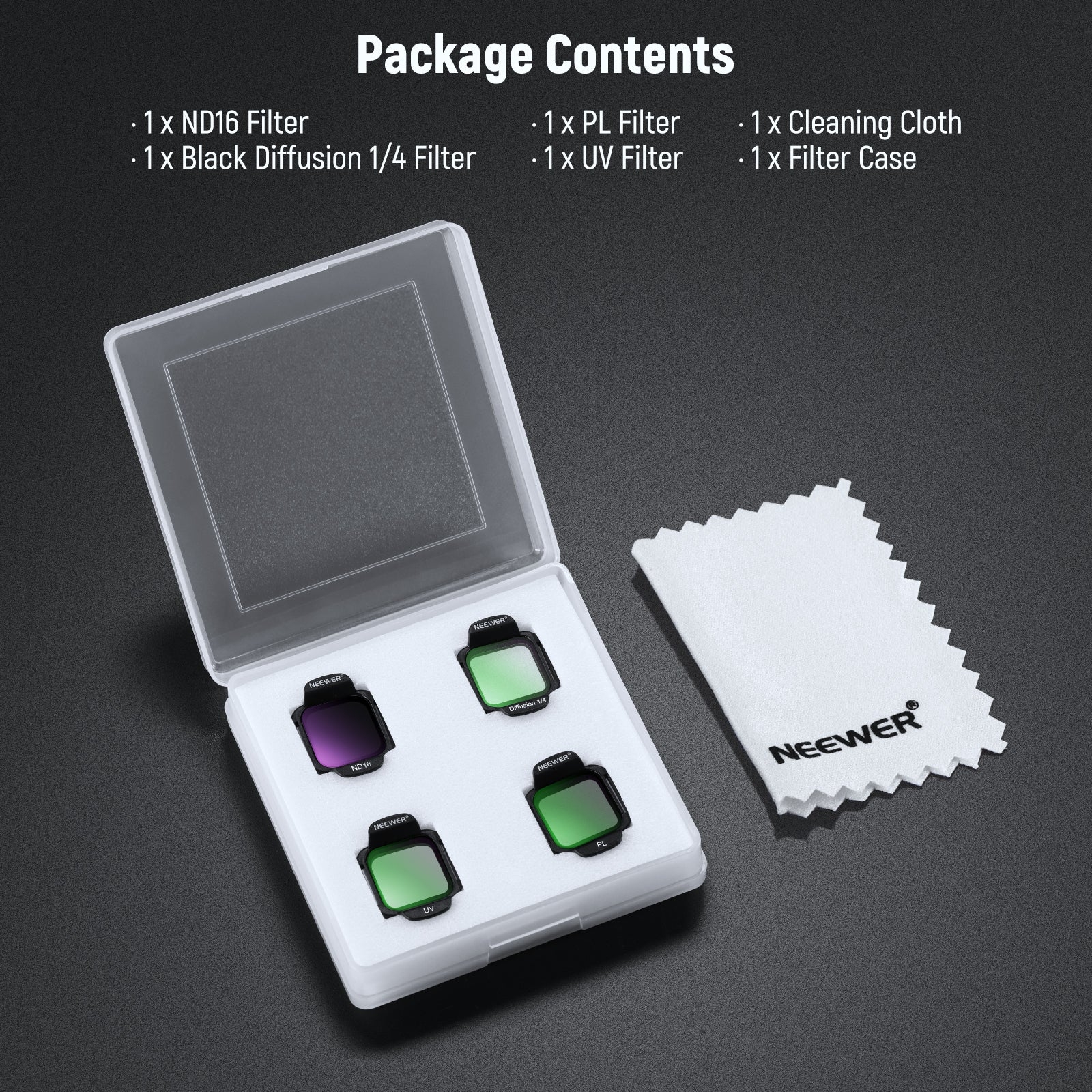 NEEWER FL N36 4-Pack ND Filter Kit for DJI Flip Drone - Professional Camera Lens Filters for Aerial Photography, Vlogging & Cinematic Shots