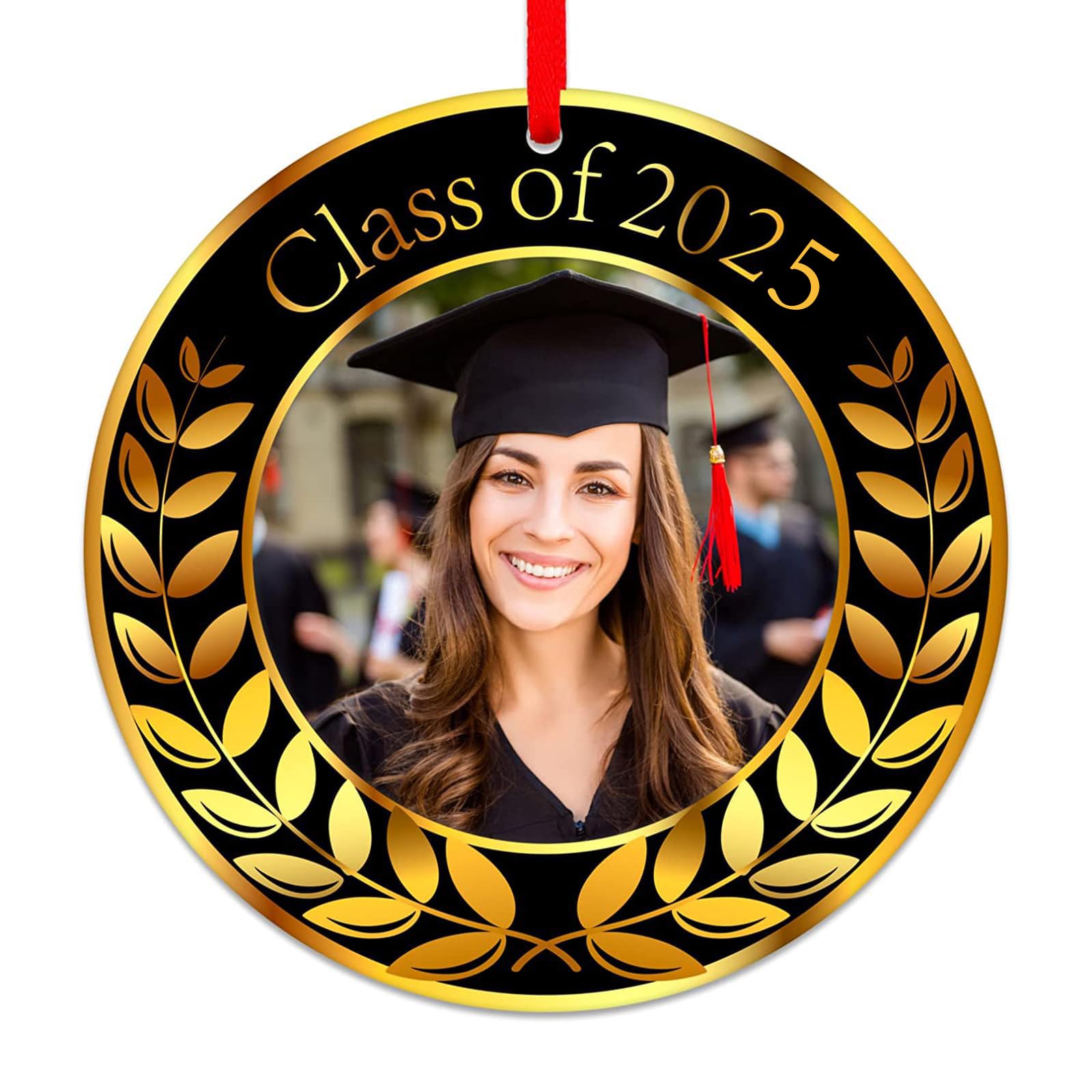 FaCraft Personalized 2025 Graduation Ornament - 3 Inch Picture Frame Keepsake for High School & College Graduates - Class of 2025 Commemorative Gift - Perfect for Christmas Tree Decor, Graduation Party Favors & Memory Displays