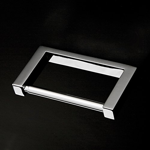 Premium Matte Black Wall-Mounted Toilet Paper Holder - Chrome Plated Brass Construction - 5 7/8