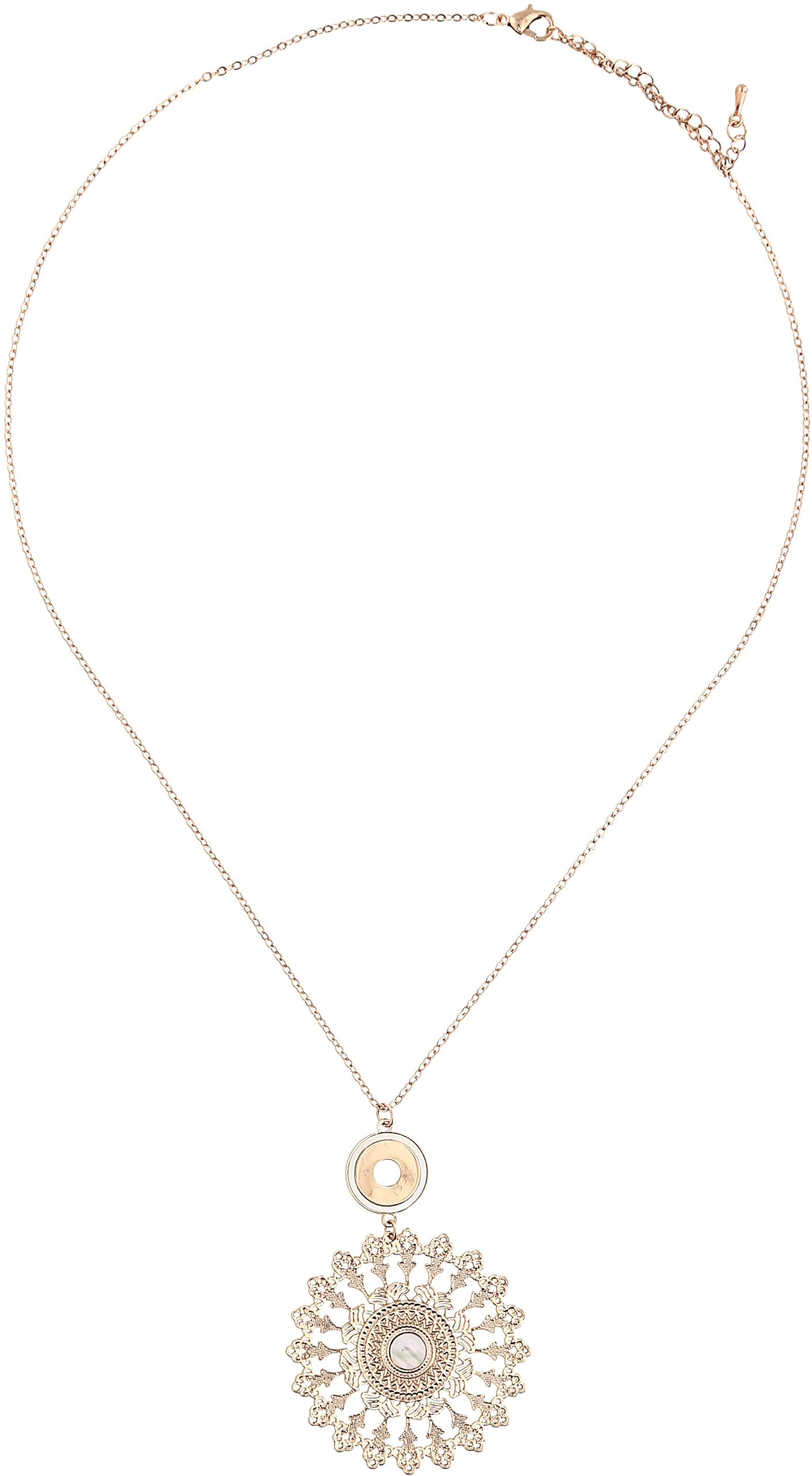 Rose Gold Mandala Mother of Pearl Adjustable Pendant Necklace for Women | Elegant Boho Jewelry Gift for Mom, Wife, Girlfriend | Perfect for Weddings, Parties & Everyday Wear