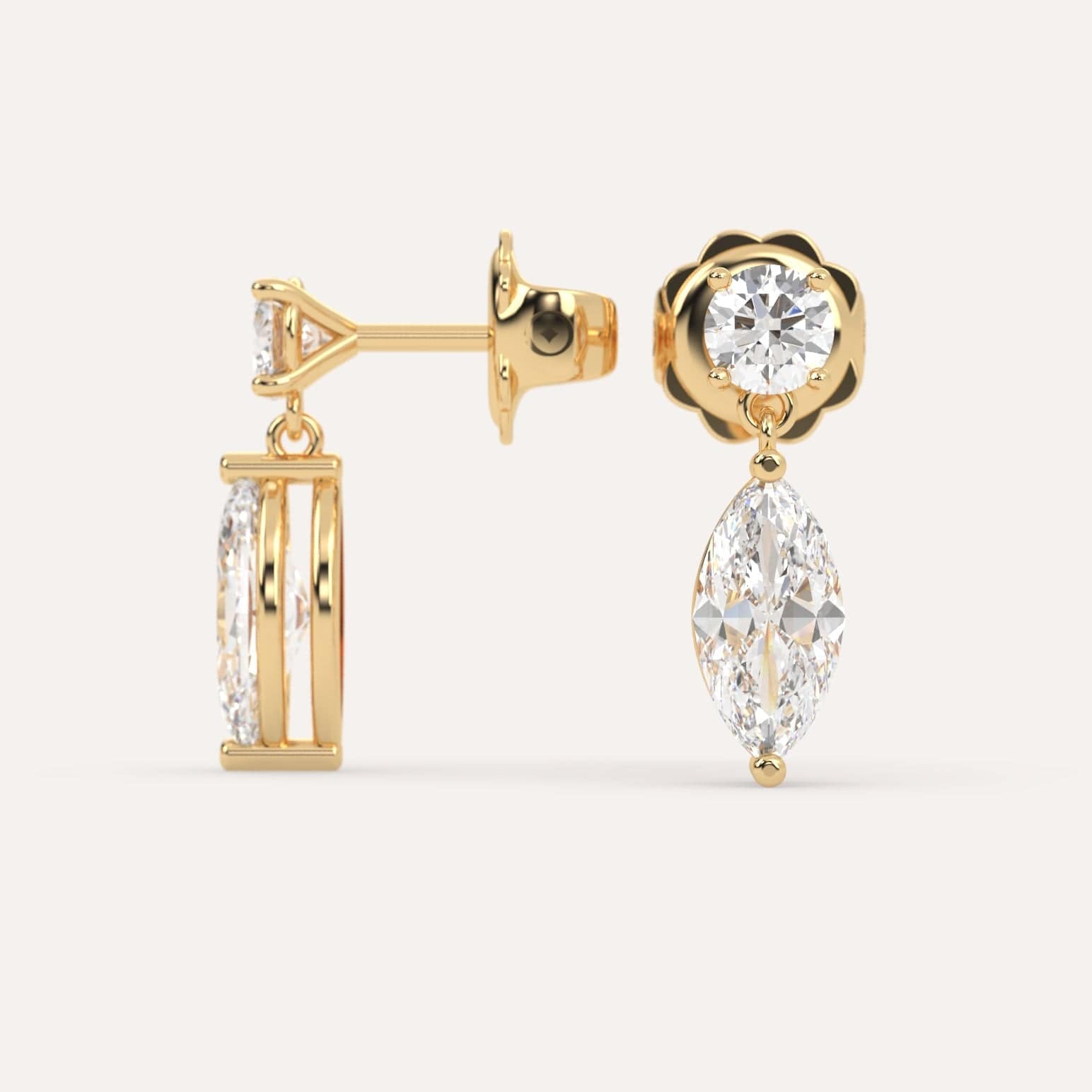 2 Carat Marquise Cut Diamond Drop Earrings - Dangling Elegance for Weddings & Special Occasions