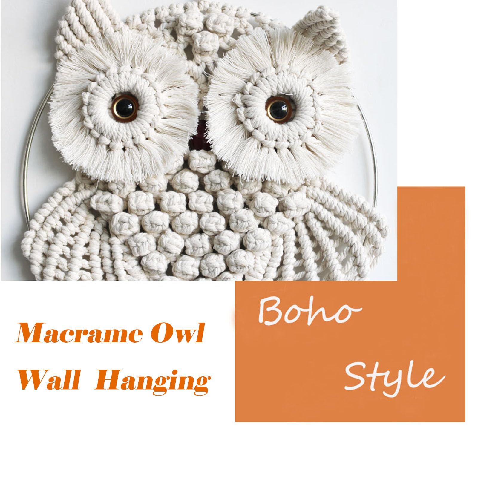 Handwoven Boho Owl Macrame Wall Hanging - Large Beige Tapestry for Home Decor - Nursery, Bedroom & Living Room Wall Art - Perfect for Bohemian Style Interiors and Gift Giving