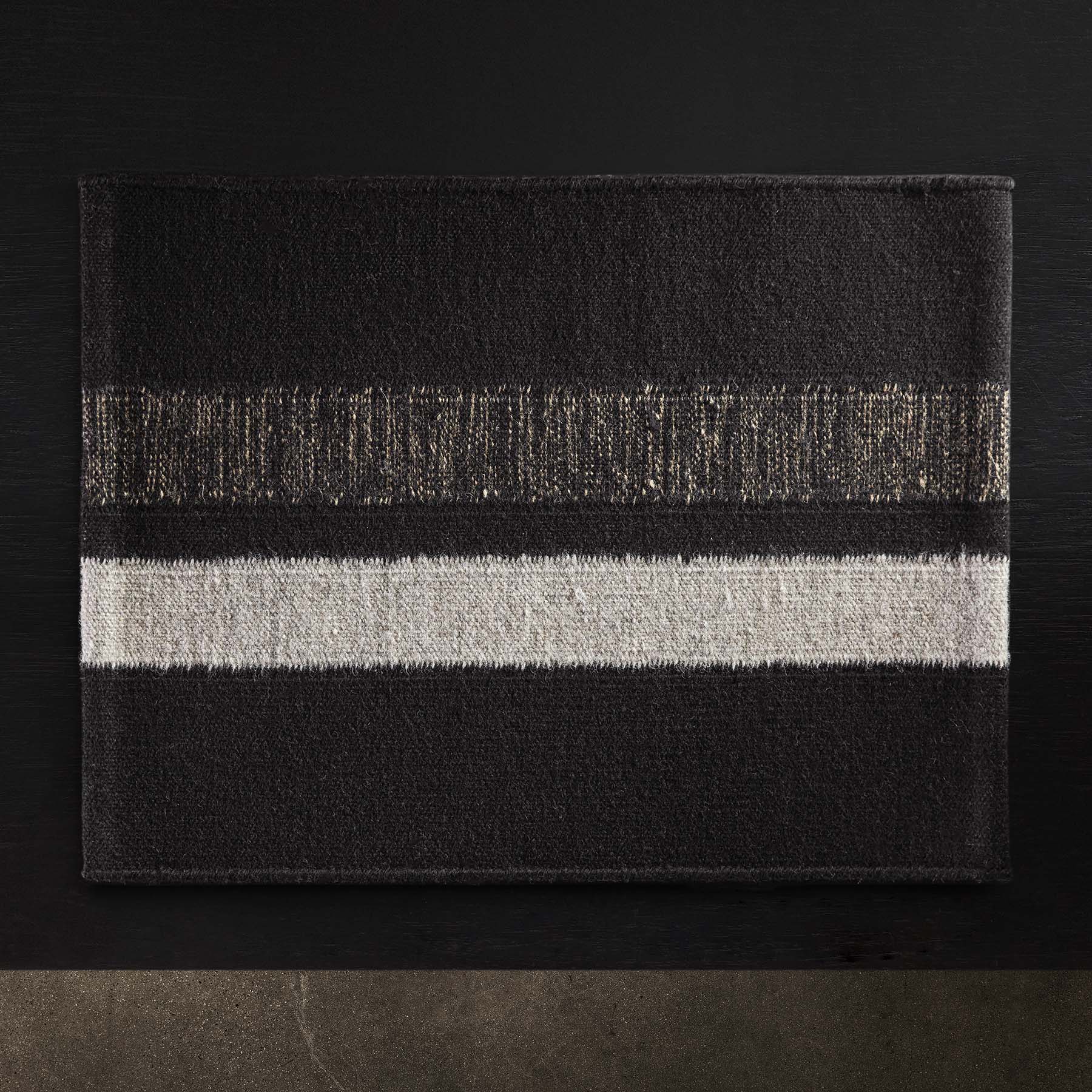 Premium Wool Double Stripe Placemat Set - Black, Black Marle & Pearl Grey - Elegant Dining Table Decor for Formal Dinners & Holiday Entertaining
