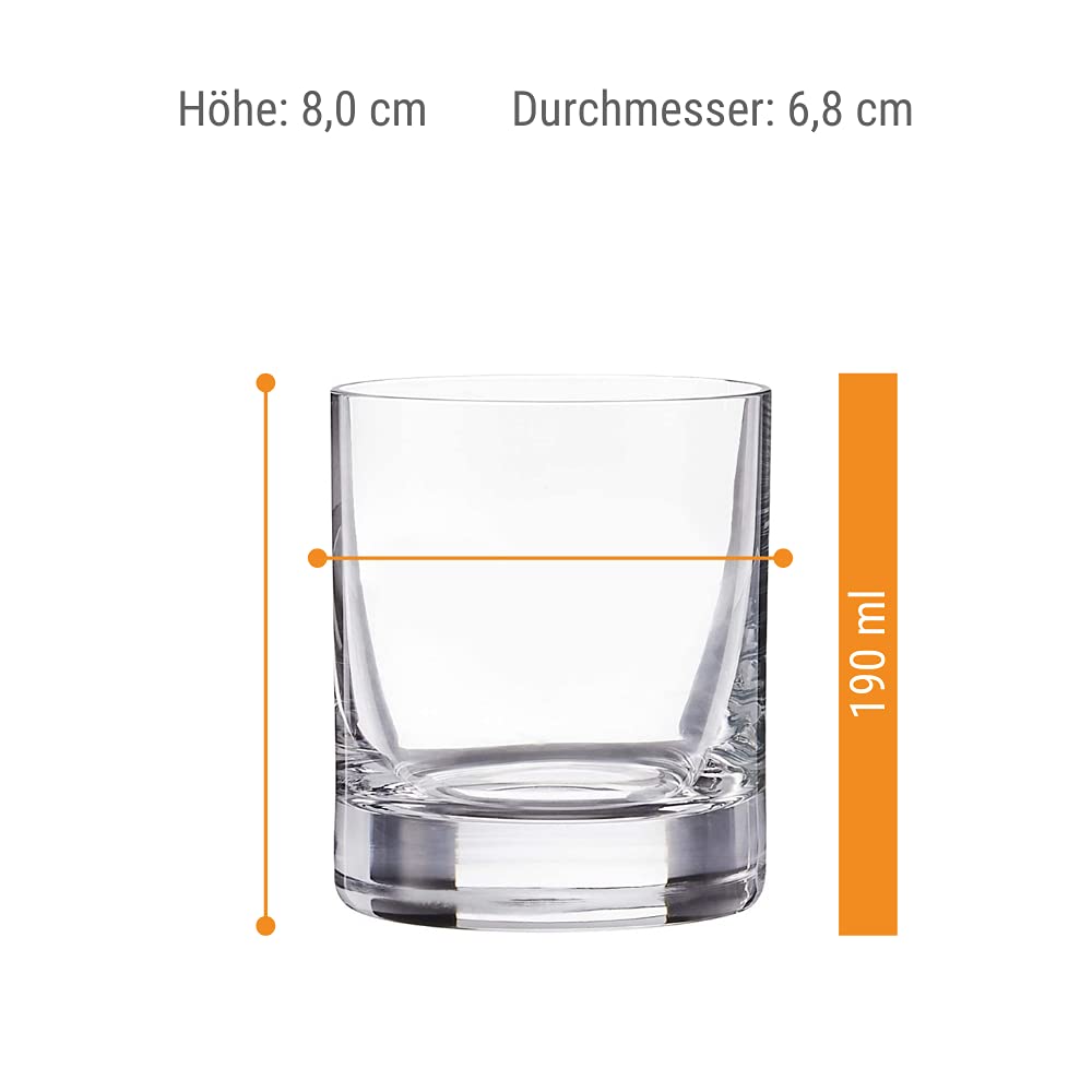 Stoelzle Lausitz New York Bar Tumbler Glass - 6.4 oz (190ml) Small Whiskey Glass for Cocktails, Bourbon, Scotch - Perfect for Home Bar, Parties & Gifts