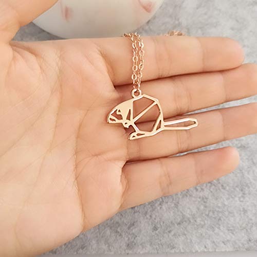 NOUMANDA Geometric Origami Beaver Necklace - Hollow Animal Metal Pendant Jewelry for Women, Unique Beaver-Shaped Fashion Accessory - Perfect for Casual Wear, Date Nights & Gifts
