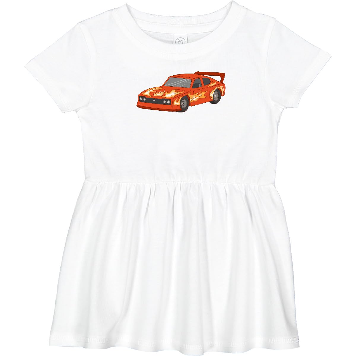 Inktastic Red Flames Race Car Infant Dress - Cute Baby Girl Outfit for Racing Theme Parties, Photo Shoots & Casual Wear