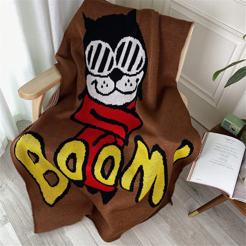 Soft Cartoon Knitted Blanket for Sofa, Office, and Nap - Warm Winter Thickening Single Blanket (Color: A) - Perfect for Cozy Evenings, Work Comfort & Travel