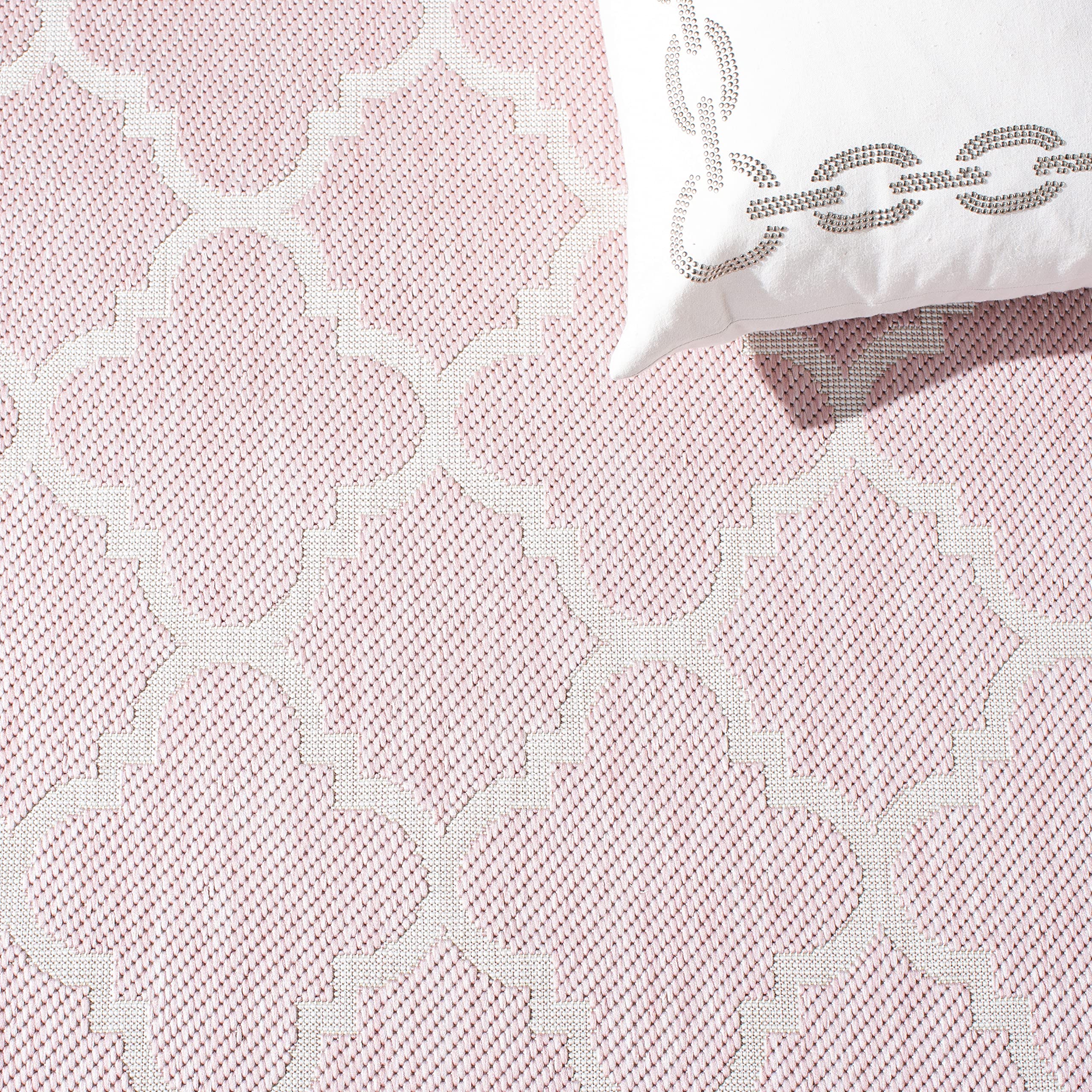 SAFAVIEH Courtyard Collection 8' x 10' Pink Beige Indoor Outdoor Waterproof Rug - Easy Clean Non-Slip Area Rug for Patio, Backyard, Mudroom, Deck & Poolside (CY8918)