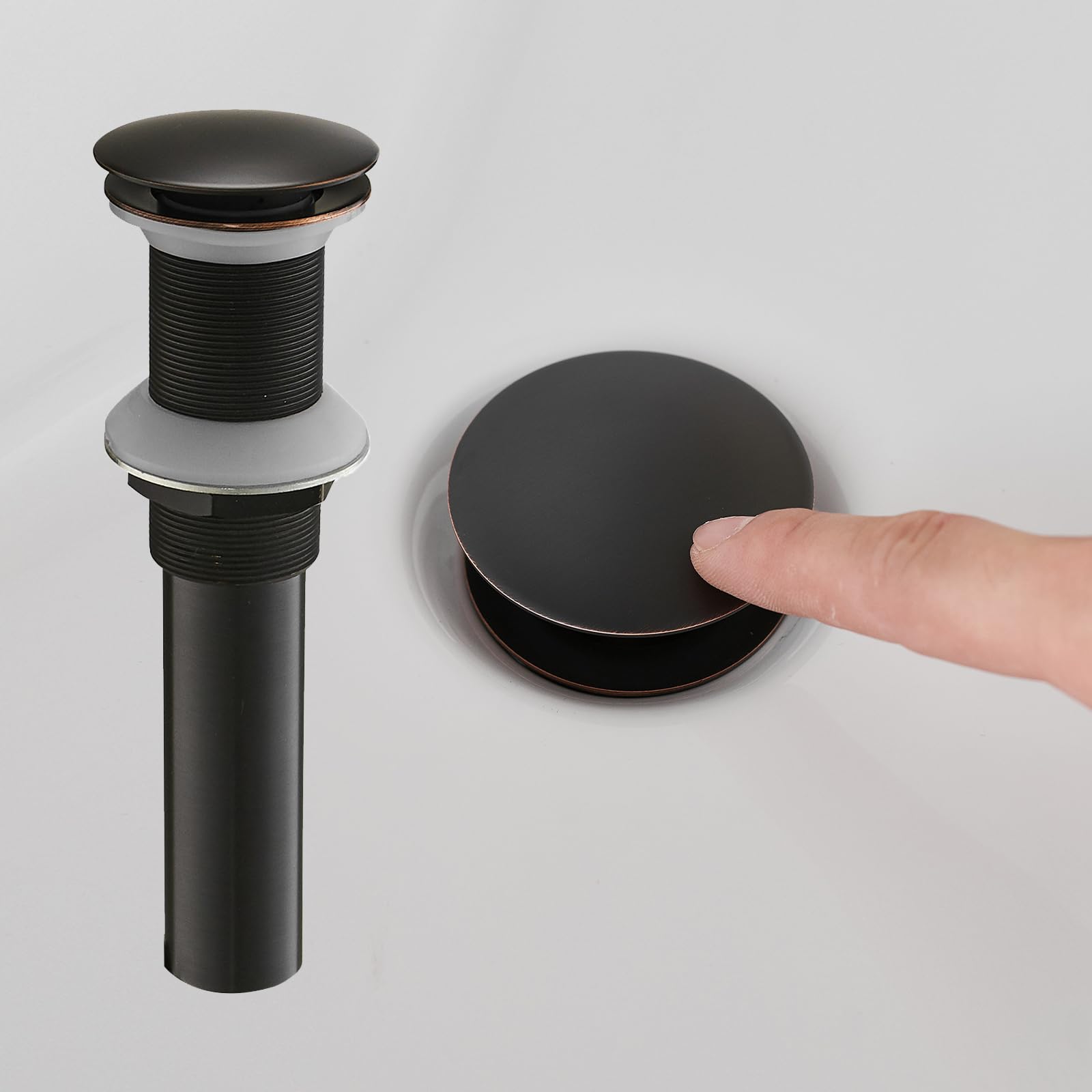 Oil Rubbed Bronze Bathroom Vessel Sink Stopper - No Overflow, Fits Standard 1.5