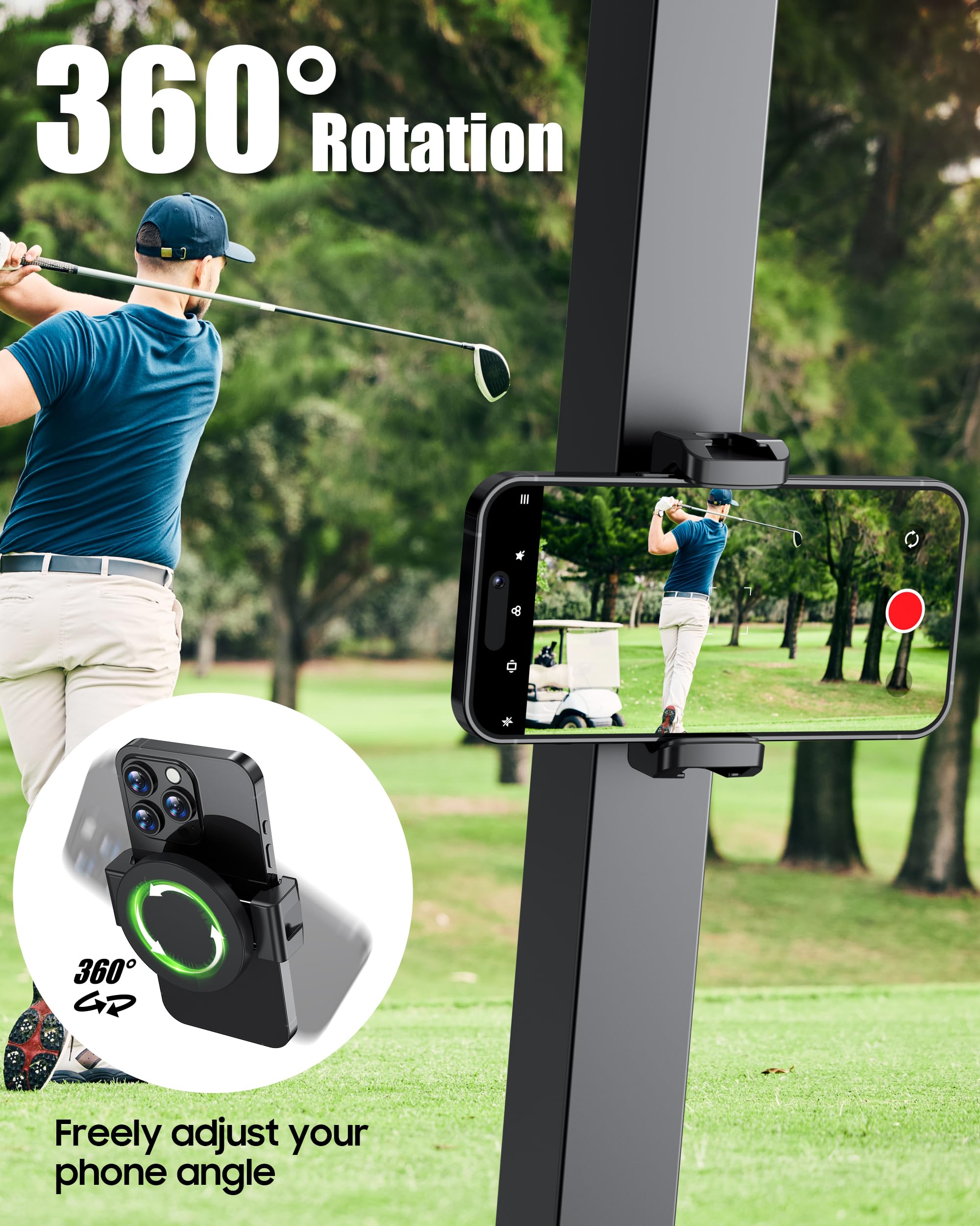 **Magnetic Golf Cart Phone Holder Mount - Compatible with EZGO, Yamaha, Club Car Golf Carts - Strong Magnet for iPhone, Samsung Galaxy, Google Pixel & All Smartphones - Perfect for Golfing, Driving & Outdoor Adventures**