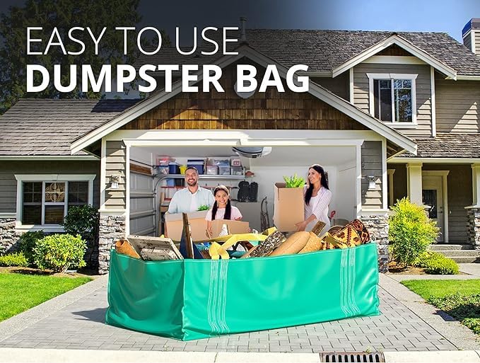 **Skywin Heavy Duty Dumpster Bags - 5 Pack Reusable Yard Waste Bags, Foldable Trash Container for Renovations & Yard Cleanup - Holds Up to 3,500 lbs - Perfect for Home Improvement, Landscaping & Construction Debris**