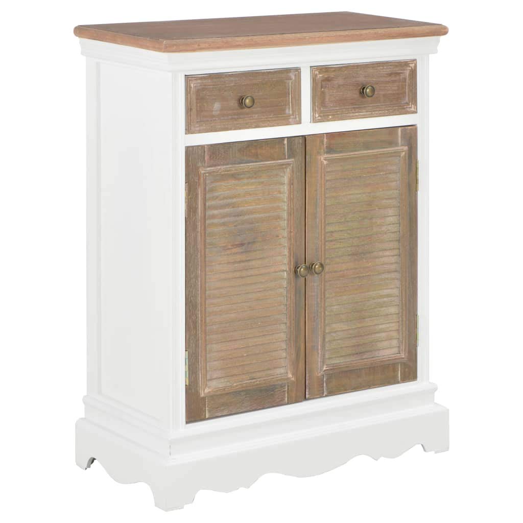 White Solid Wood French Style Sideboard - 2 Doors & 2 Drawers Buffet Cabinet for Dining Room Storage