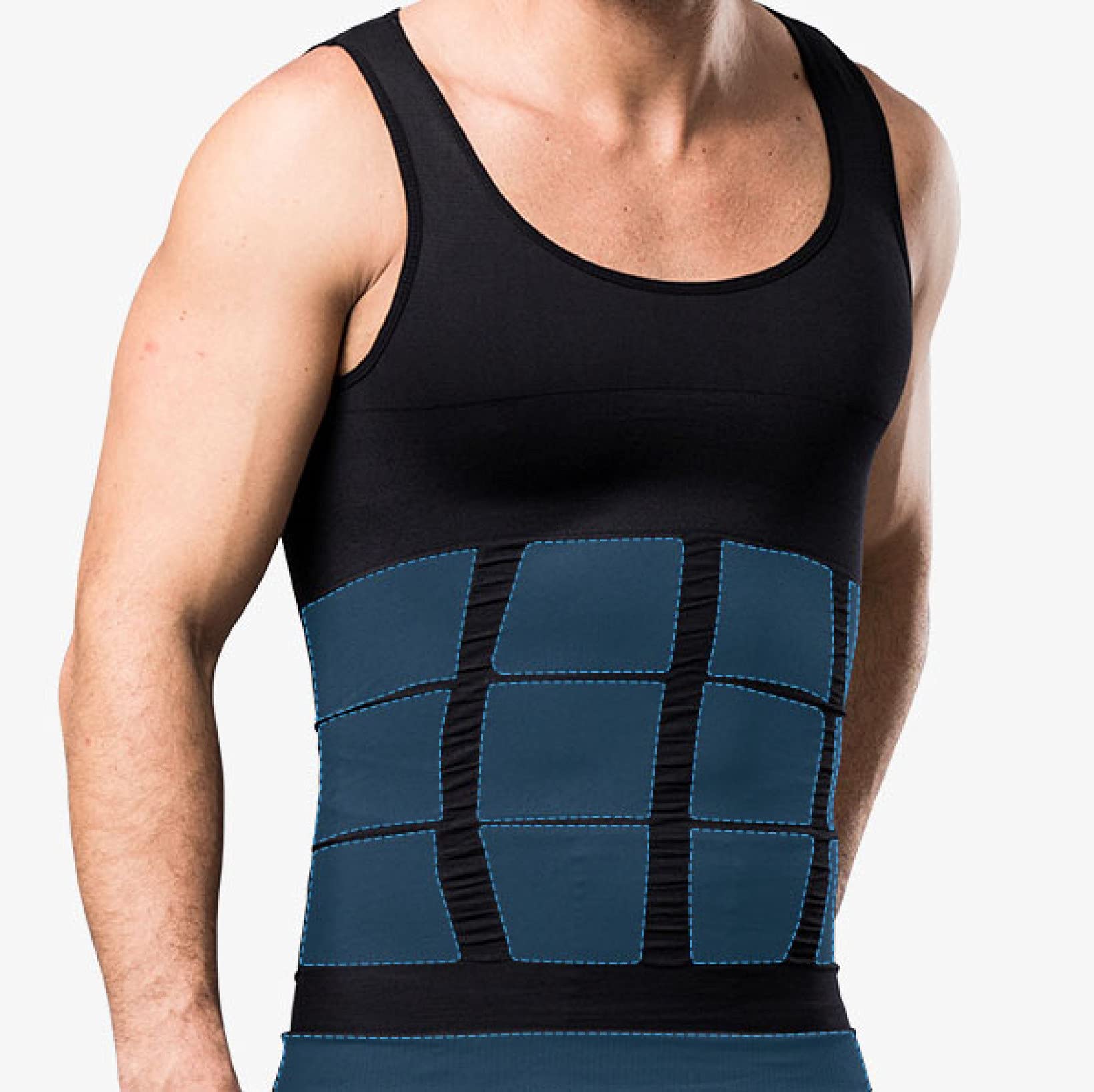 ChyJoey Men's Seamless Shapewear Tank Top - Slimming Compression Shirt for Weight Loss & Body Shaping - Scoop Neck Gym Vest for Workout & Exercise - Perfect for Fitness, Running & Daily Wear