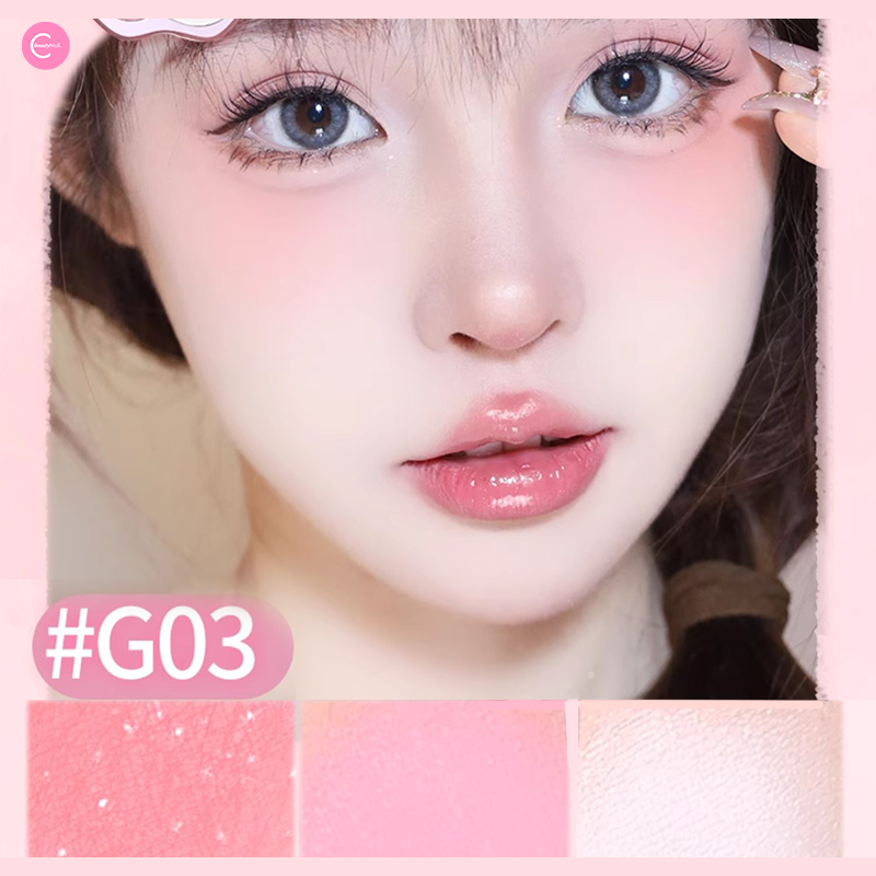 GOGOTALES 3-in-1 Blush Highlighter Palette - Natural Glow Makeup Set for Cheeks, Contour & Highlighting | Perfect for Everyday Wear & Special Occasions