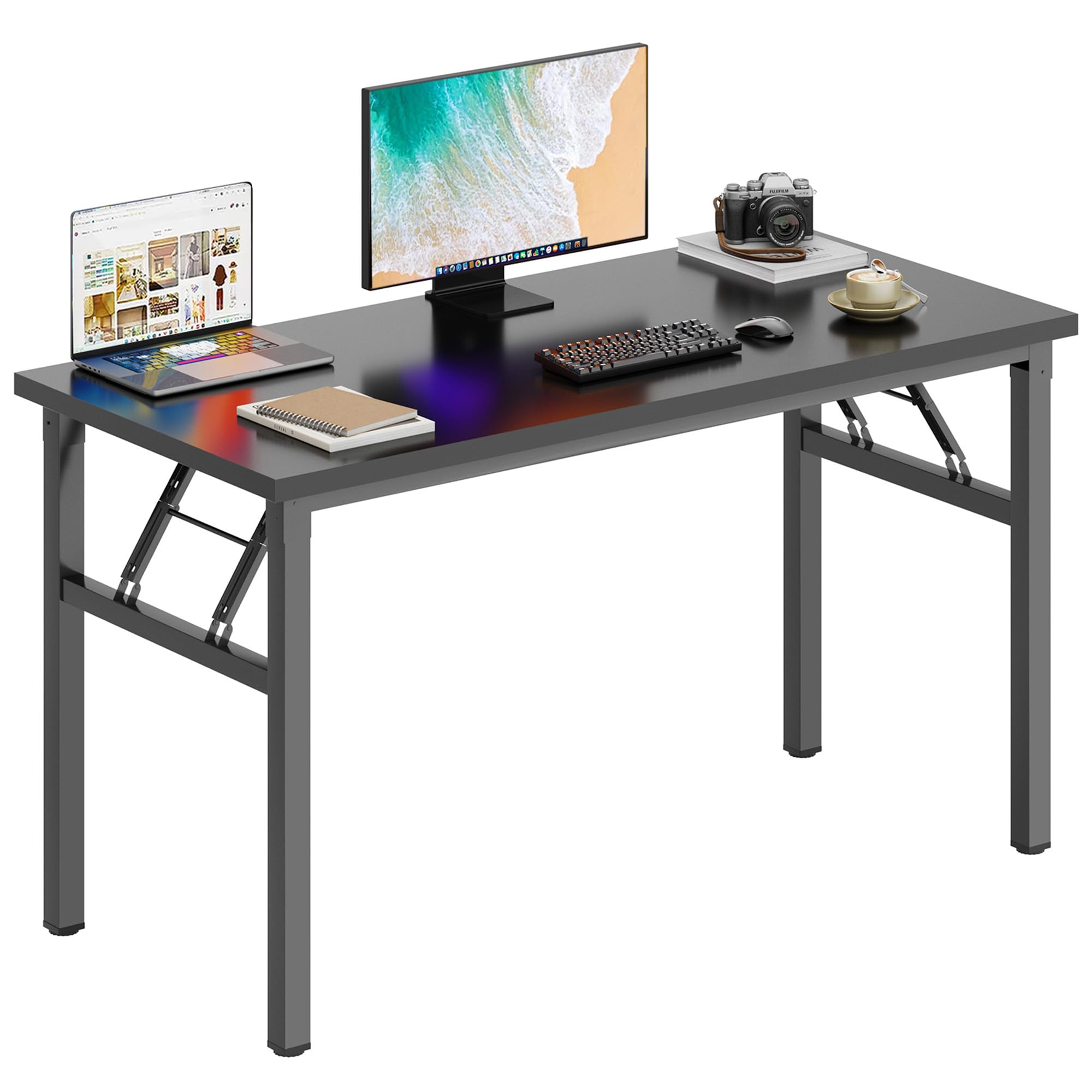 DlandHome 47 Inch Folding Computer Desk - Portable Office Desk, Conference Table, Activity Table for Home & Office - Fully Assembled Black (DND-ND5-120BB) | Perfect for Small Spaces, Work from Home, Study & Meetings