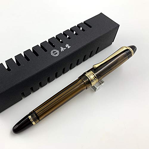 Lanxivi 699 Vacuum Fountain Pen - Fine Nib, Brown Acrylic for Writing & Calligraphy