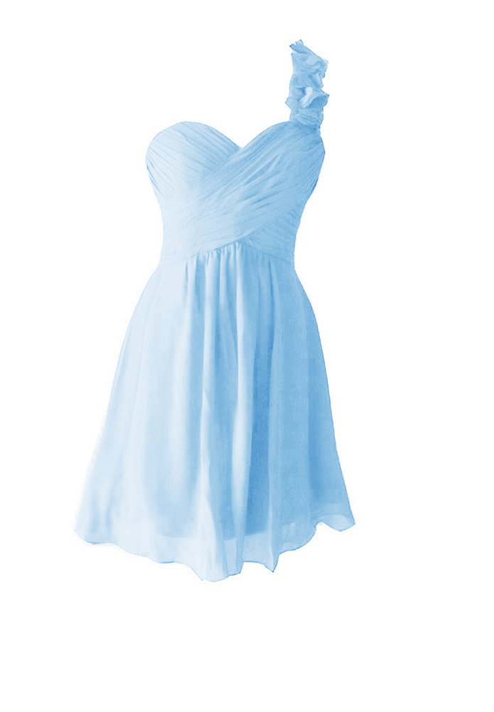 Elegant One Shoulder Chiffon Bridesmaid Dress for Women - Light Blue, Size 22 | Perfect for Weddings, Parties & Special Occasions
