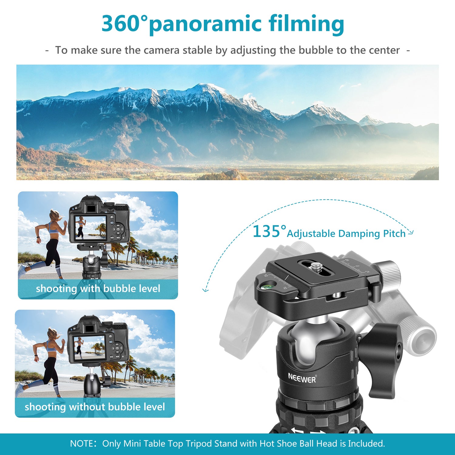 NEEWER Metal Portable Desktop Mini Tripod Stand for Camera, Phone, and Webcam - Perfect for Vlogging, Live Streaming, and Photography