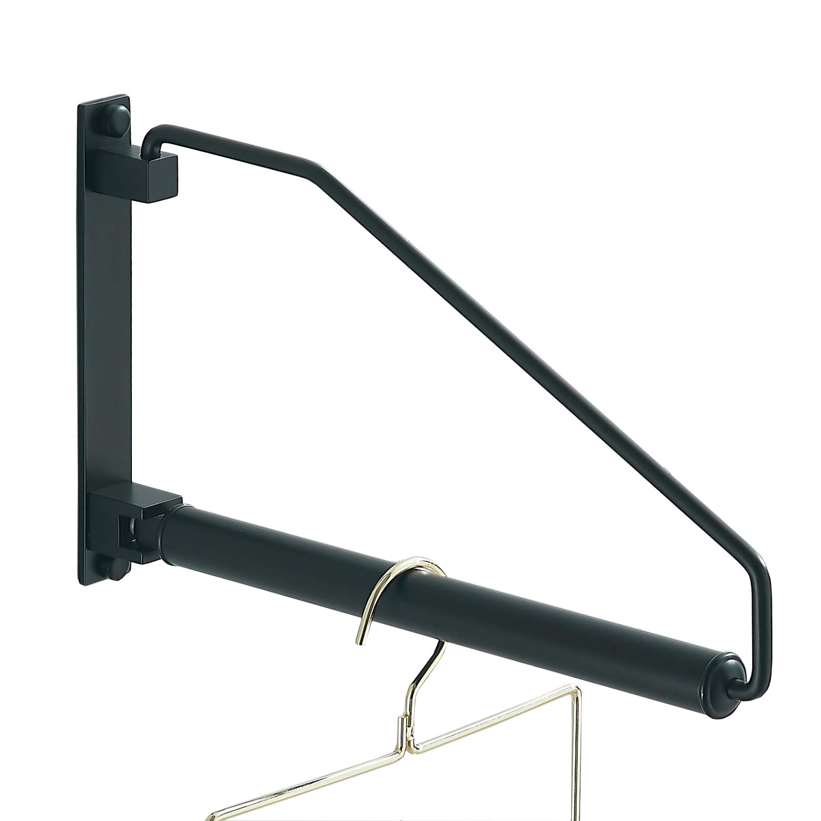 Space Saving Wall Mounted Folding Clothes Hanger Rack - Adjustable Swing Drying System for Laundry, Closet & Storage Organization (Black) - Perfect for Small Apartments, Dorms & Bathrooms
