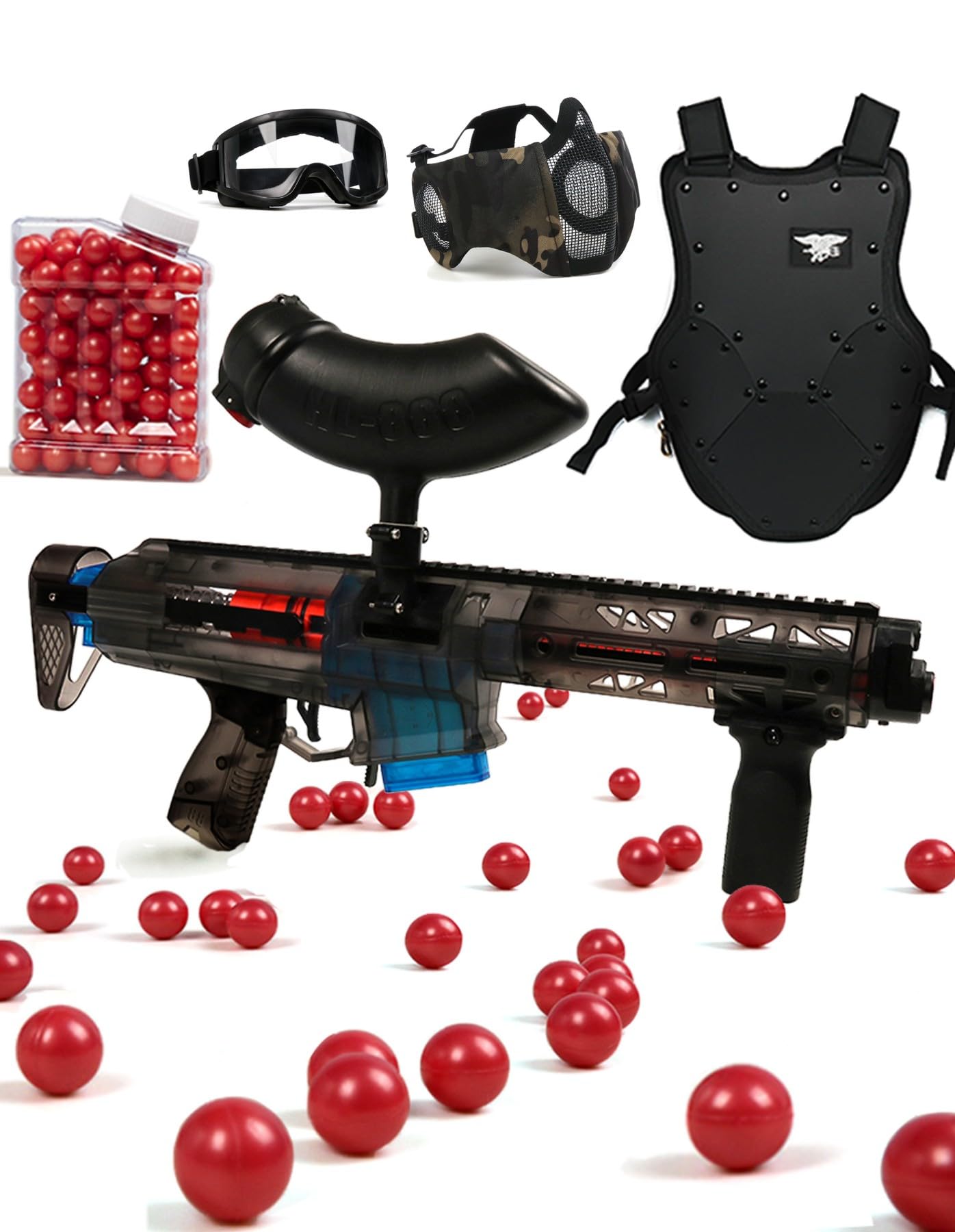 Spring-Powered Paintball Gun Toy for Adults & Teens 15+ | Black Paintball Marker for Outdoor Games, Team Sports & Backyard Fun