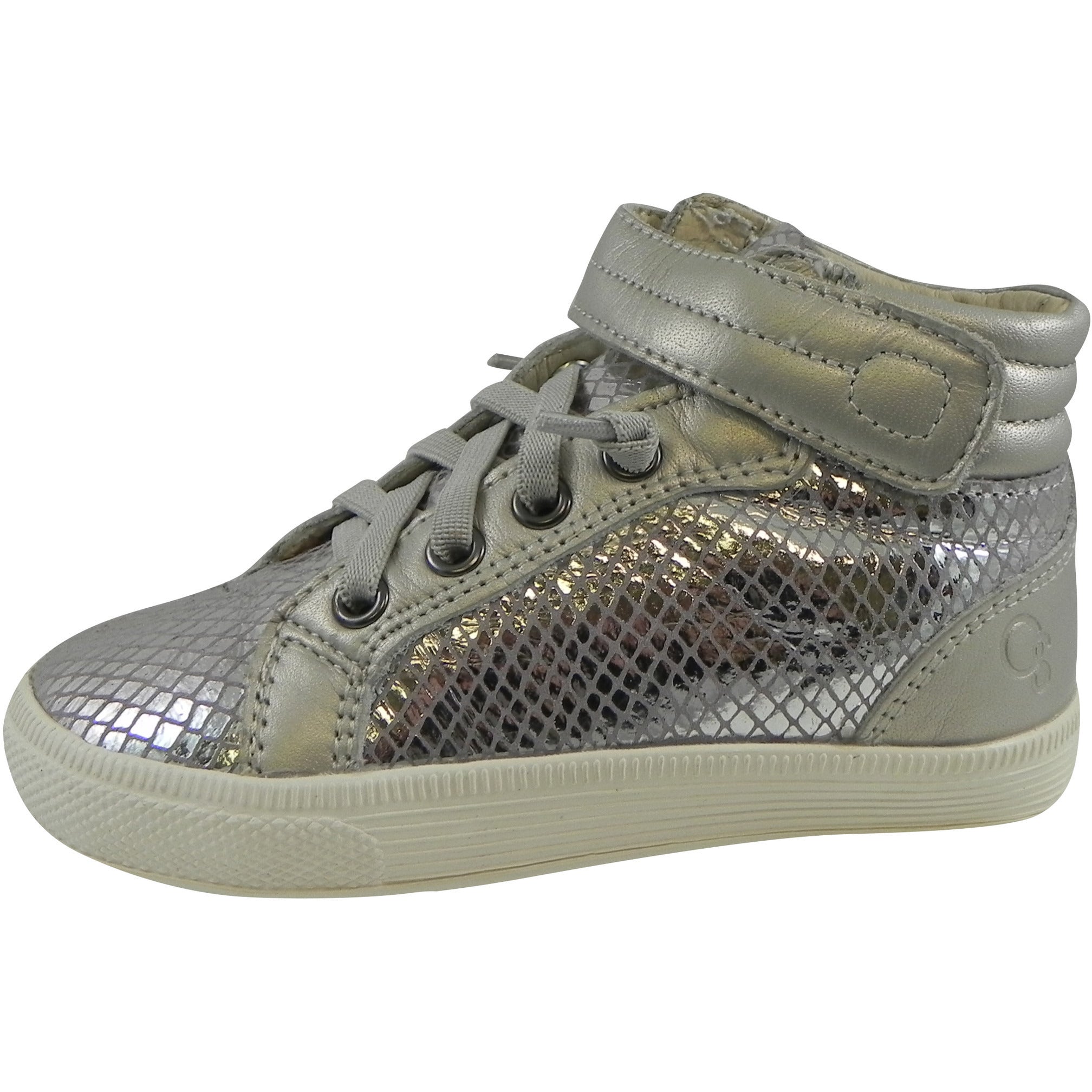 Old Soles 1035 Girls' Plush Lace-Up High Top Sneakers - Lavender Grey Snake Print - Comfortable School Shoes & Casual Wear for Toddler Girls