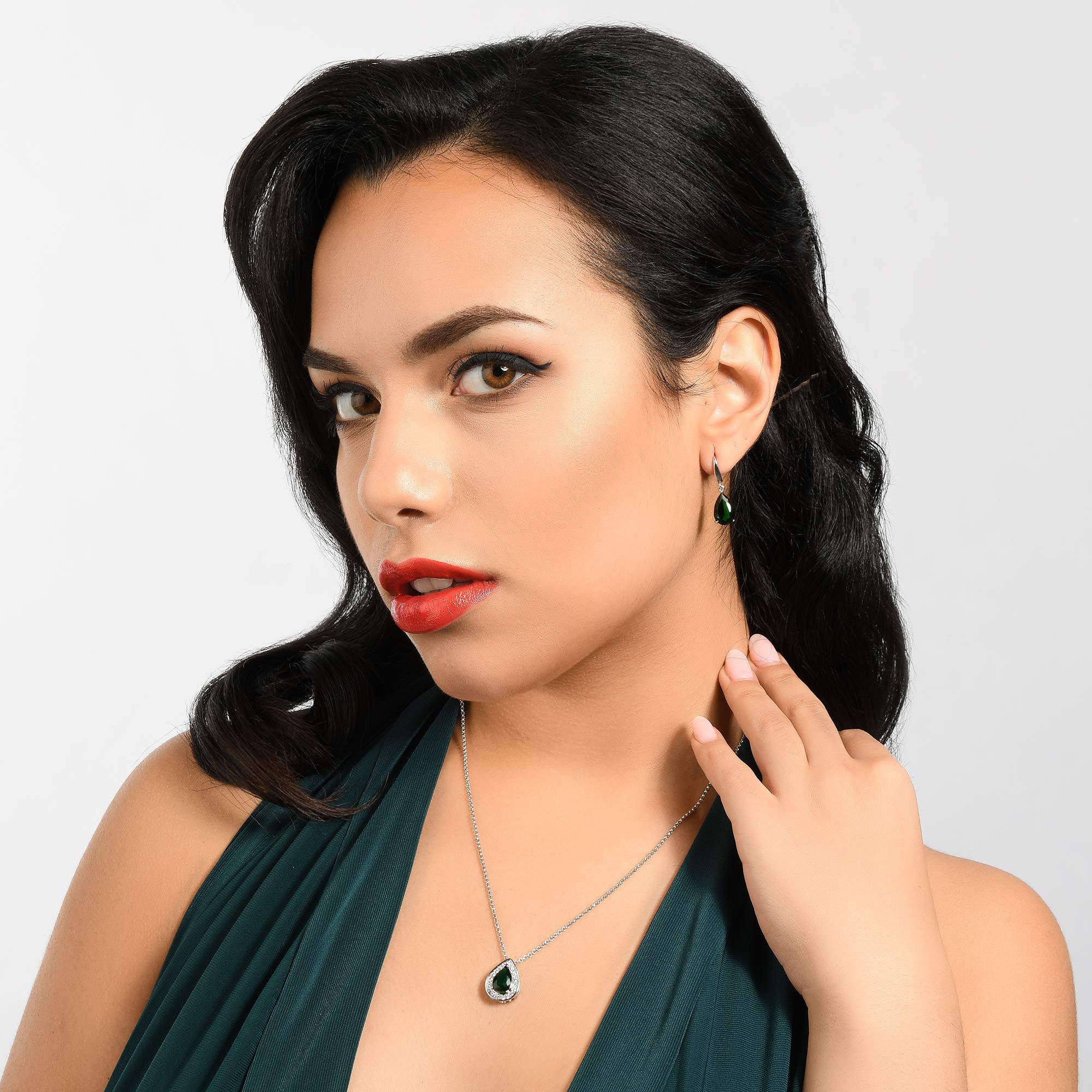 Namana Teardrop Pendant Necklace for Women - Pear Shaped Gemstone Jewelry with Gift Box | Elegant Colored Stone Necklace for Everyday Wear, Date Nights & Special Occasions