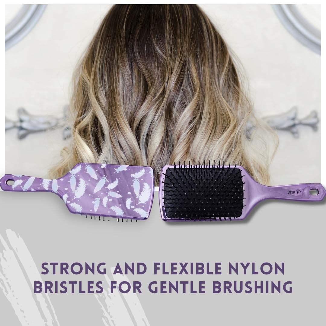 Beautifly Feather Design Hair Brush - Premium Styling Brush for All Hair Types (Men & Women) | Perfect for Salon, Home & Travel Use