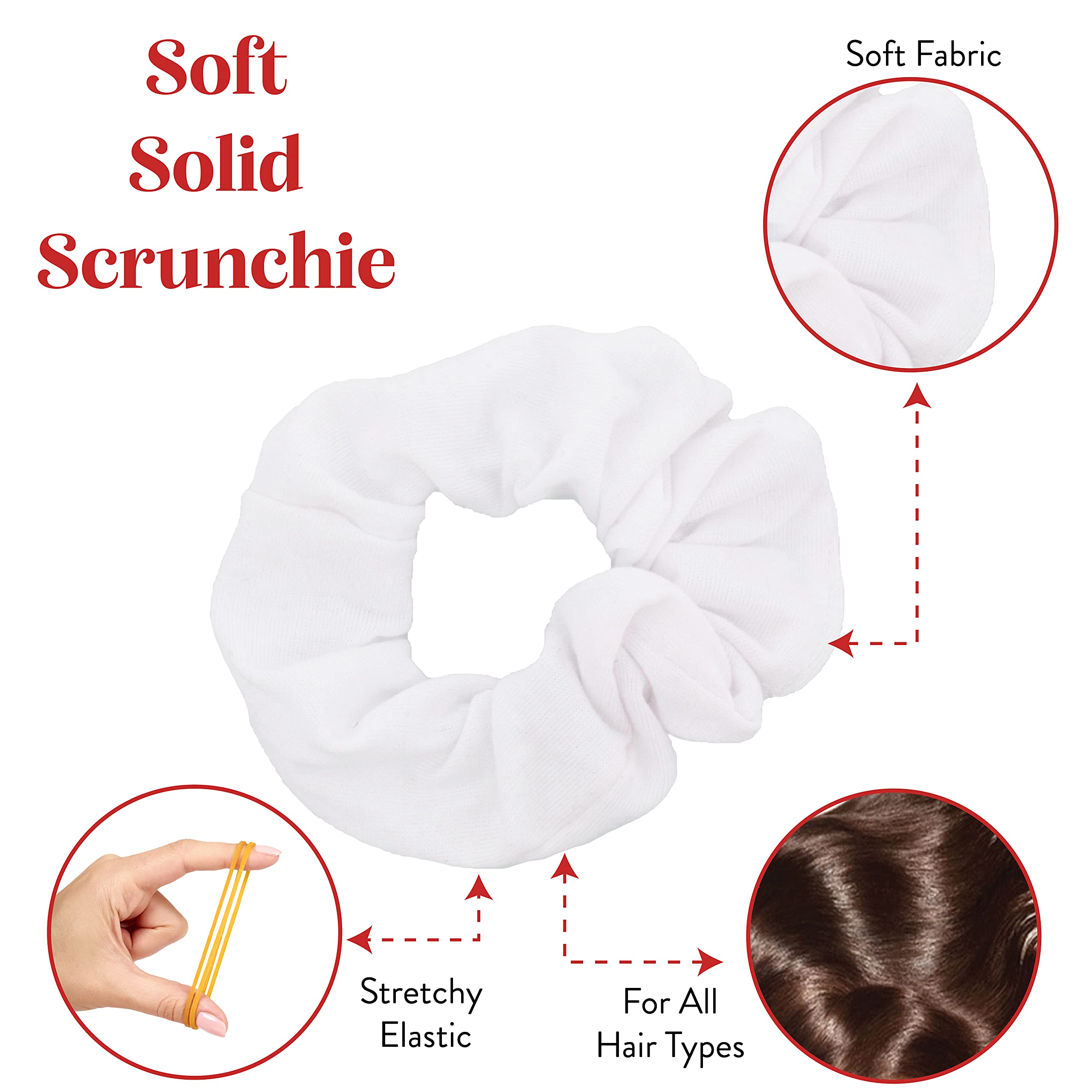 9 Pack Scrunchies Hair Ties - 6 Black & 3 White - Soft Elastic Hair Bands for Women & Girls, Perfect for Workouts, Yoga, and Everyday Styling