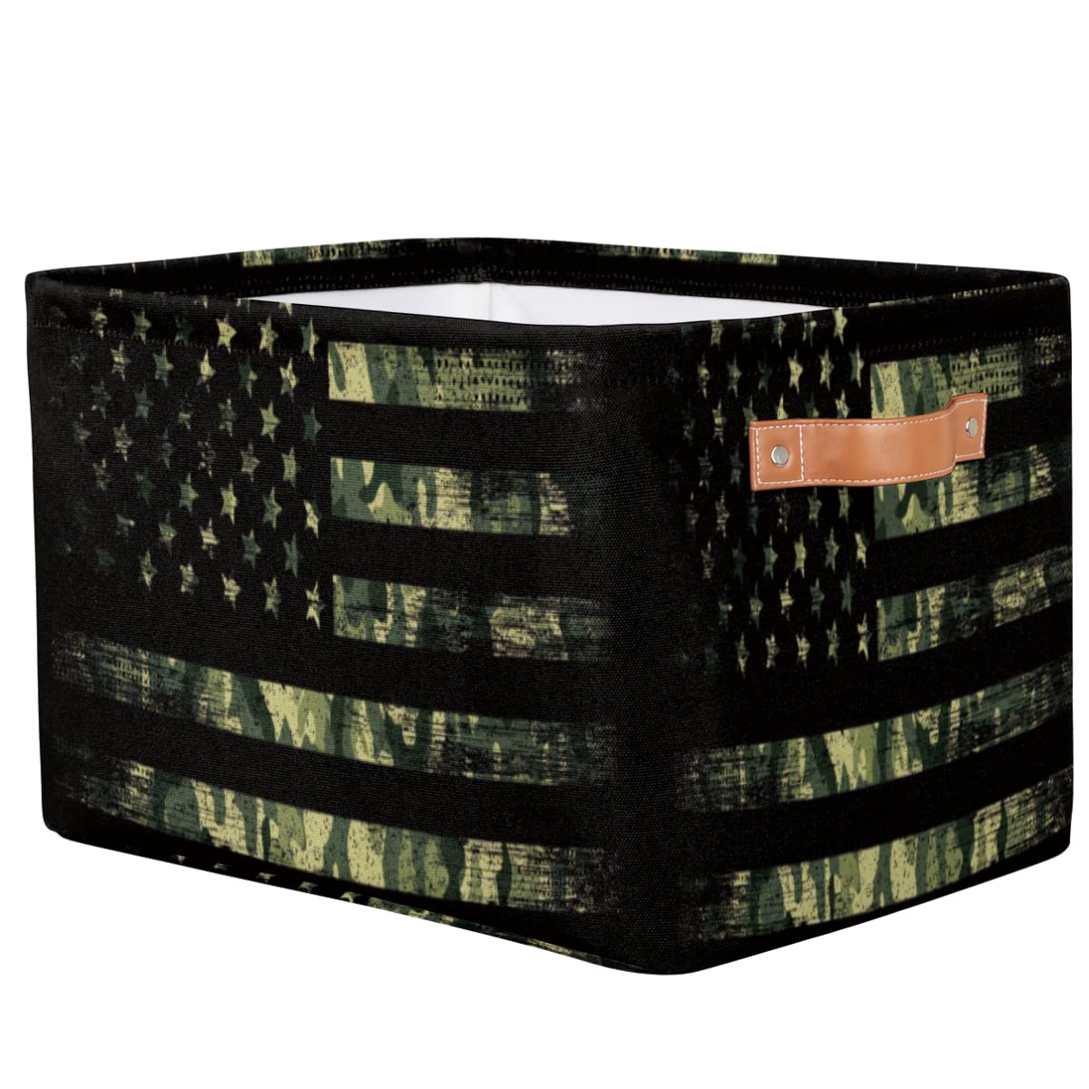 Camouflage American Flag Foldable Storage Basket - Large Collapsible Organizer for Toys, Bathroom & Closet