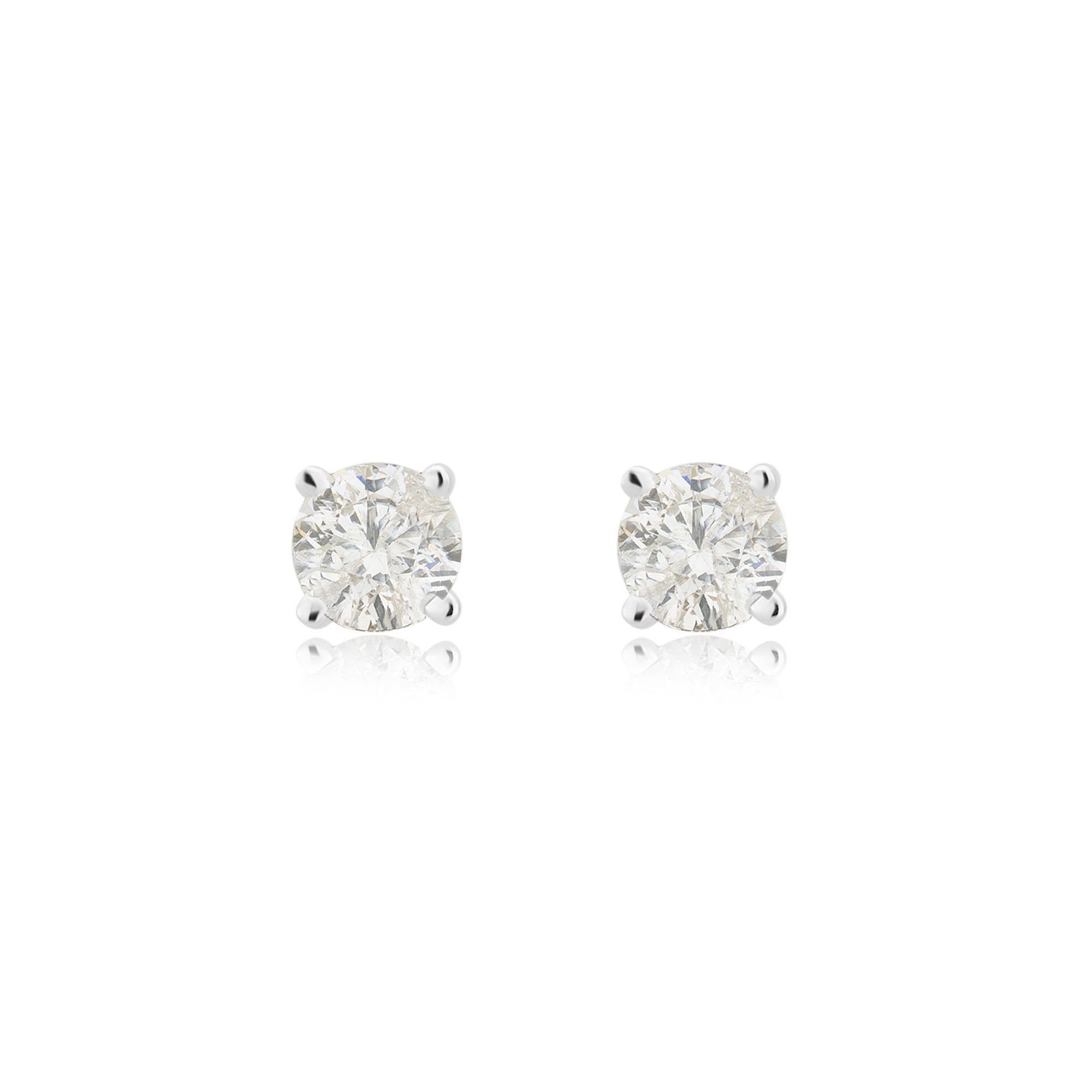 1/4 to 2 Carat Round Solitaire Natural Diamond Stud Earrings for Women in 14K White Gold | Push Back Setting (I-J Color, I2-I3 Clarity) | Fine Jewelry Gift for Anniversary, Birthday & Valentine's Day | Elegant Everyday Wear & Special Occasions | Includes Gift Box