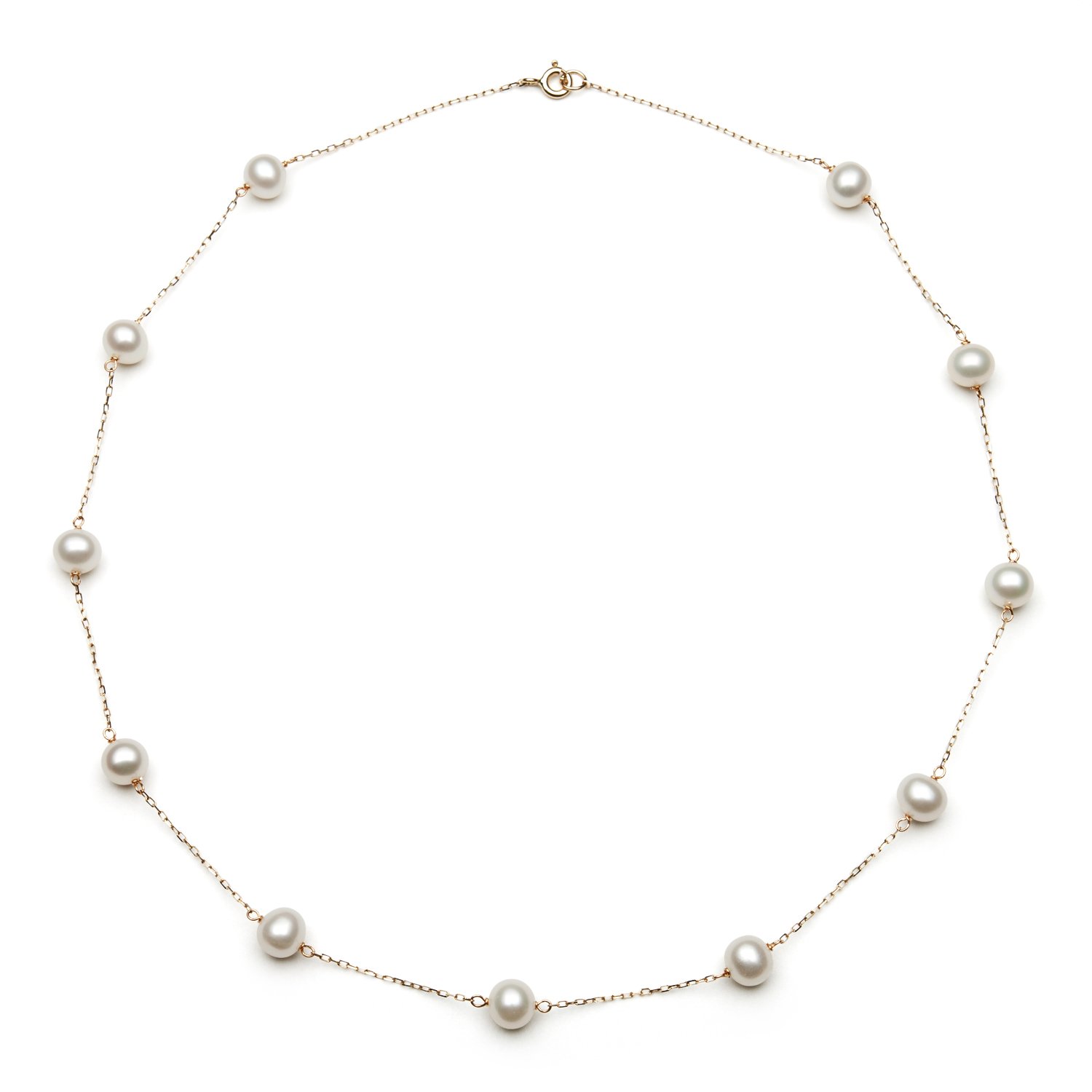10K Yellow Gold Pearl Necklace - Elegant 18