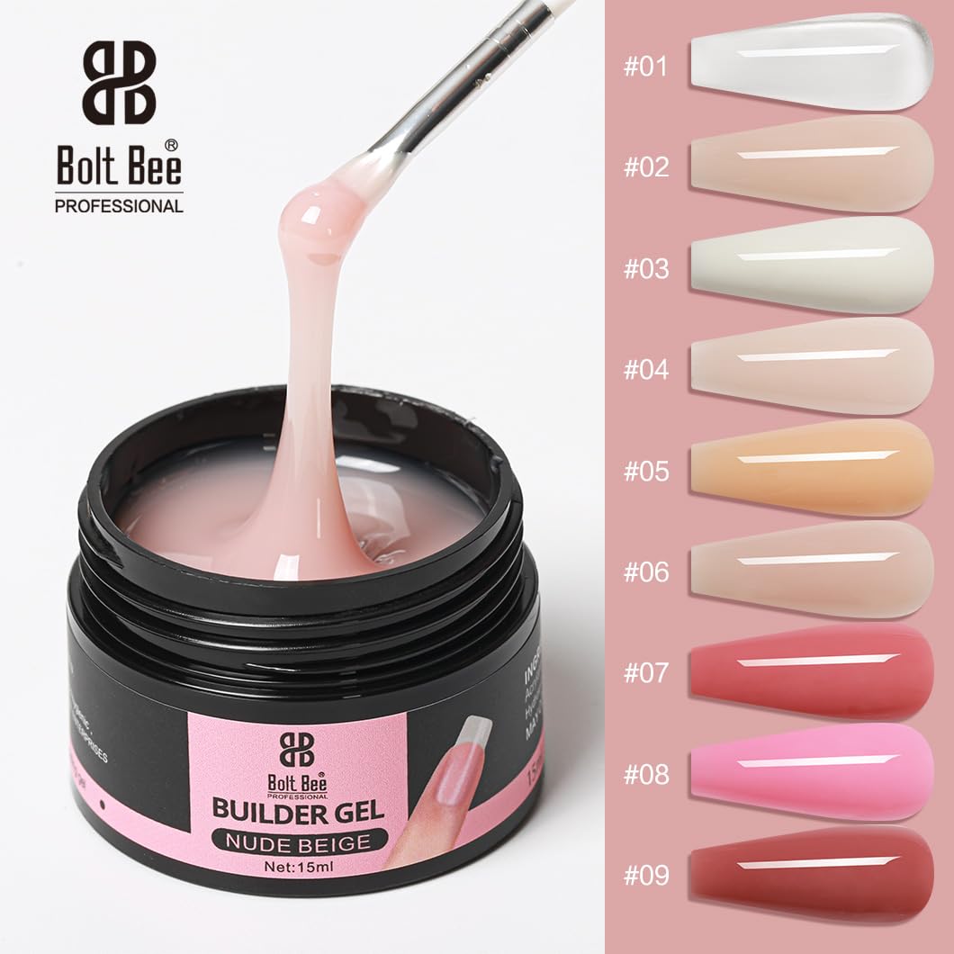 BOLT BE UV/LED Hard Builder Gel for Nail Extensions & Strengthening - Sculpting Color Gel Polish (4 Colors) - Perfect for Salon Professionals & DIY Nail Art at Home