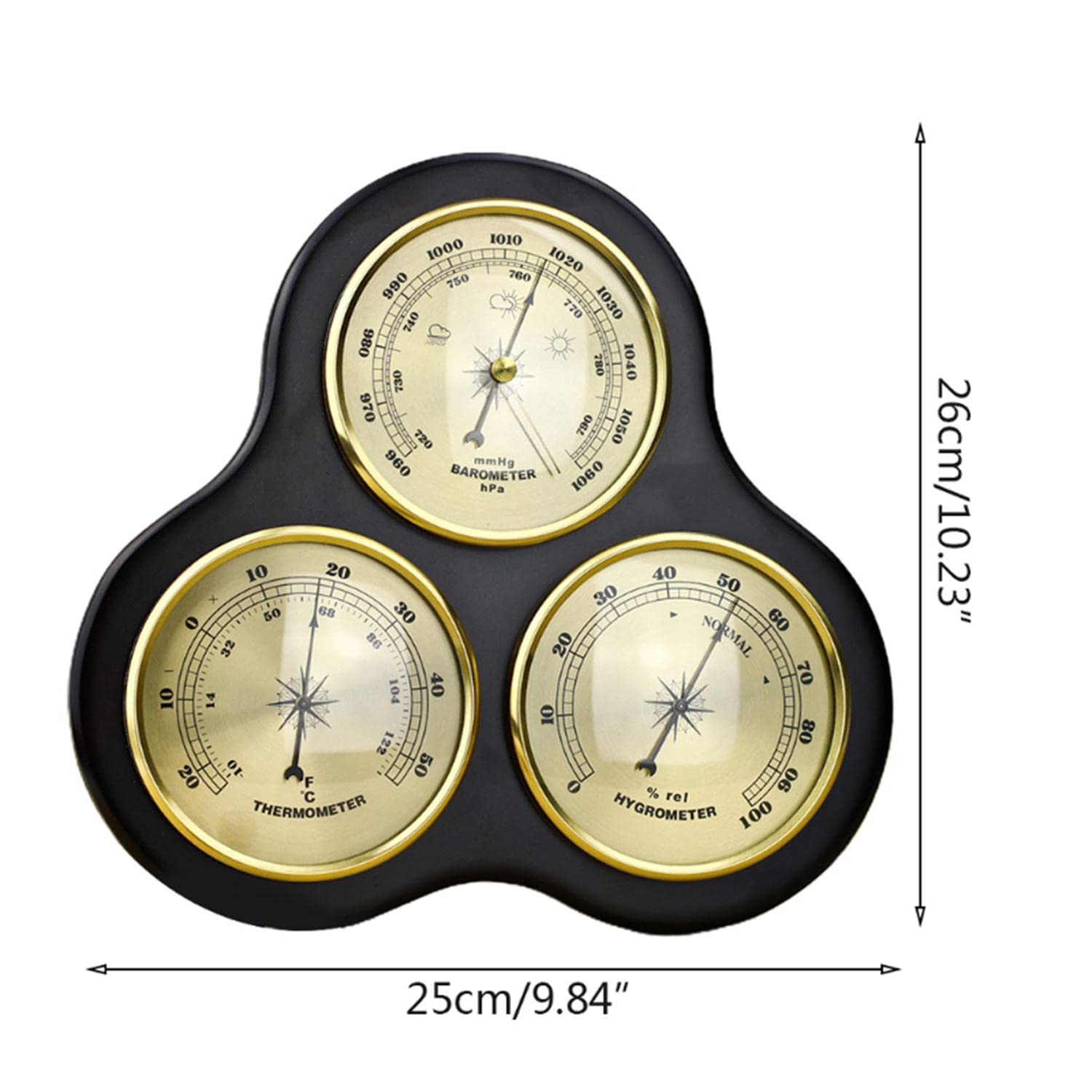 JINYISI Traditional Weather Station - 3-in-1 Indoor Outdoor Barometer with Thermometer & Hygrometer, Battery-Free Wall Mount Weather Instrument for Home, Office, Garden & Cabin Decor