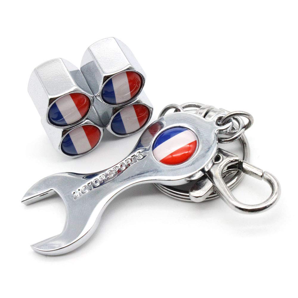 5Pcs/Set Anti-Theft Car Wheel Tire Air Valve Caps with Wrench Keychain - Zinc Alloy Stem Dust Covers for Auto Accessories & Decoration - Perfect for Car Enthusiasts, Birthday Gifts & Vehicle Protection