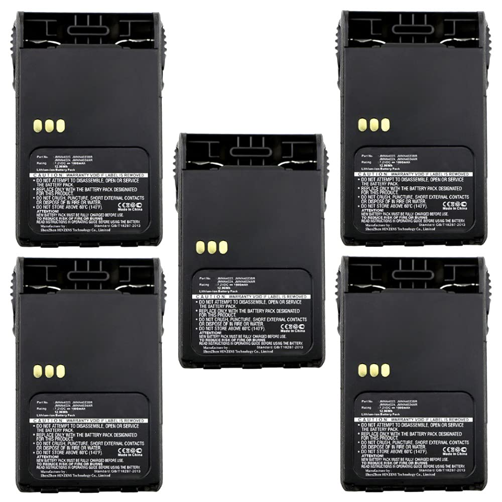 Synergy Digital 2-Way Radio Li-Ion Battery Pack - 7.2V 1800mAh Replacement for Motorola GP330 & JMNN4023 - 5-Pack Combo for Long-Lasting Communication - Ideal for Construction, Security, and Outdoor Adventures