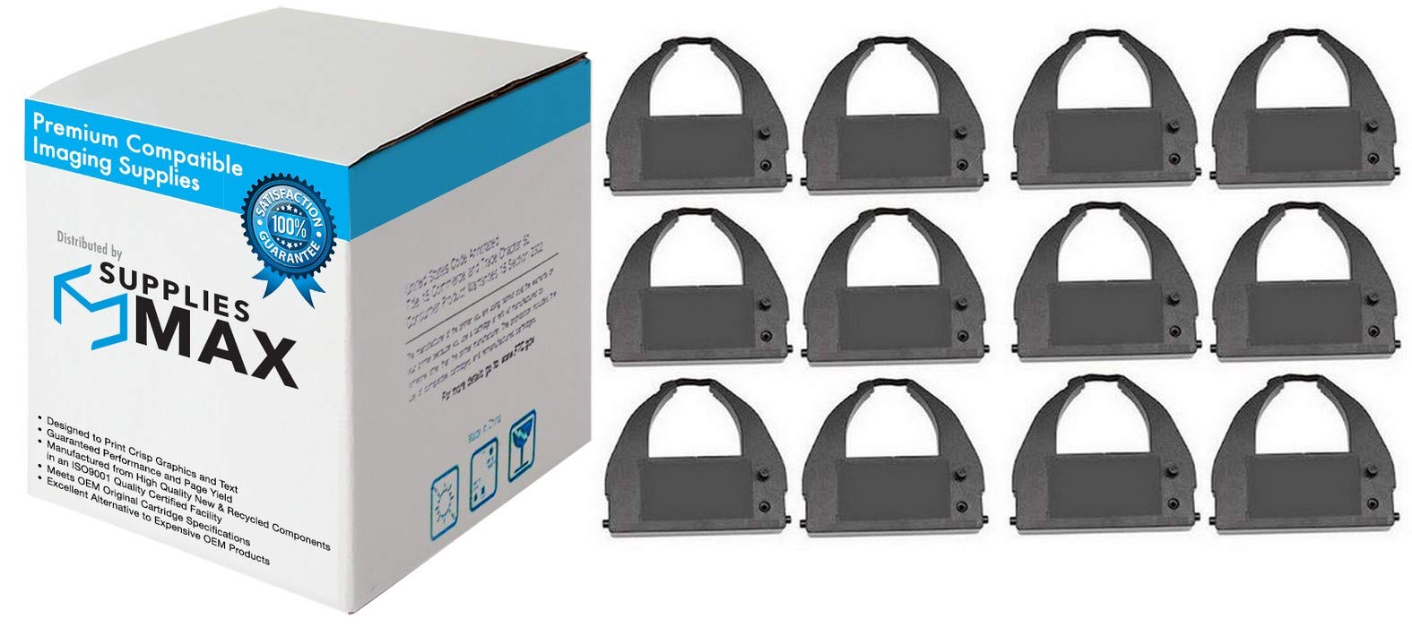 Amano MJR-8000 Compatible Black Time Clock Printer Ribbons - 12 Pack (CAR-8000-BL_12PK) | Replacement Ink Cartridges for Employee Time Tracking Systems | Perfect for Offices, Factories & Schools