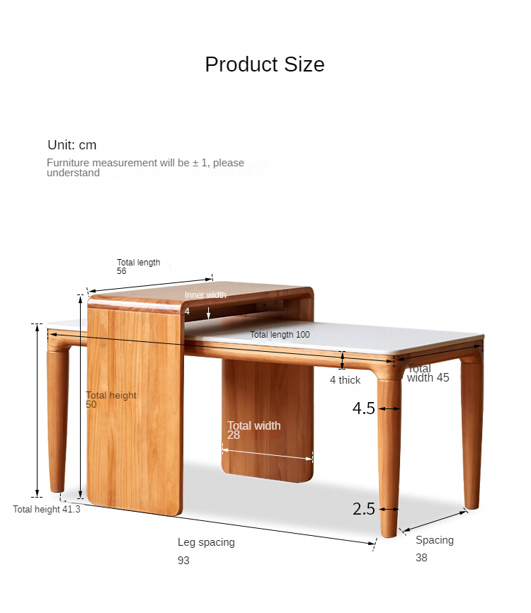 Solid Pine Wood Coffee Table and Side Table Set - Nordic Style Modern Living Room Furniture for Home Decor and Small Space