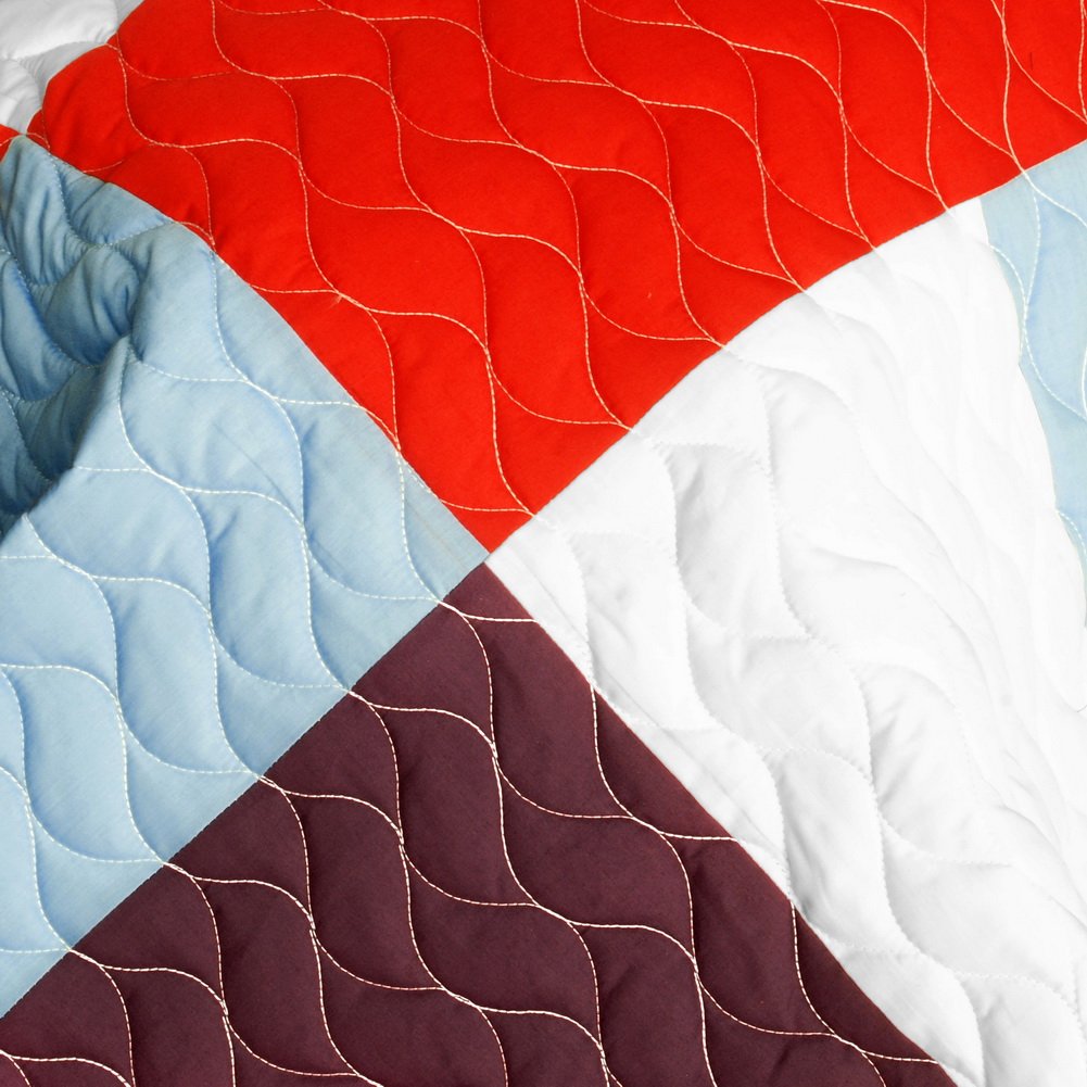 Star Swings Vermicelli-Quilted Patchwork Geometric Quilt Set - Full/Queen Size Bedding - Soft & Stylish for Cozy Bedroom Decor