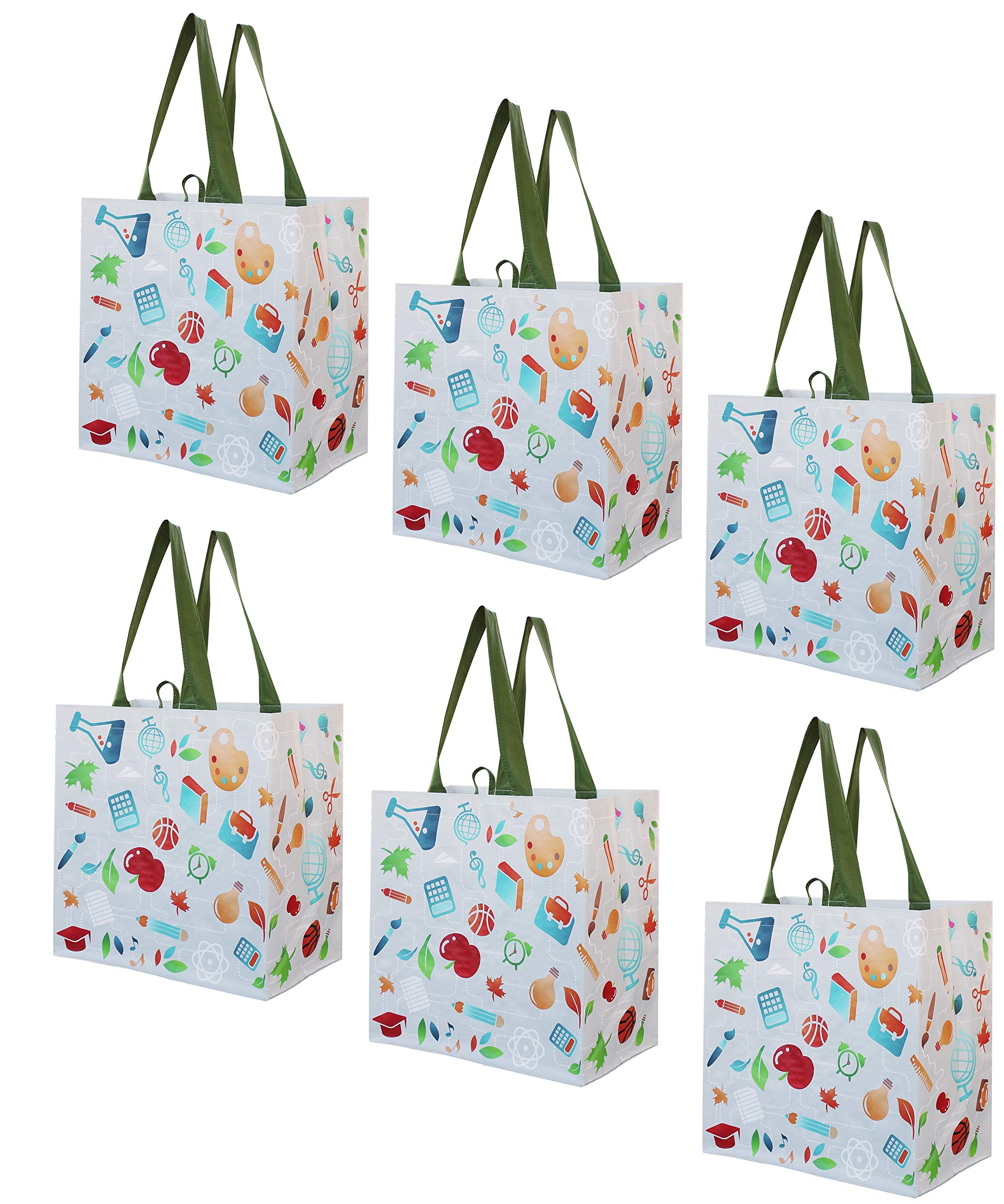 Earthwise Reusable Grocery Shopping Bags - 6 Pack Durable Foldable Water-Resistant Totes for Groceries, Beach, Gym & Travel - Stylish Eco-Friendly Bags for Shopping, School & Daily Use