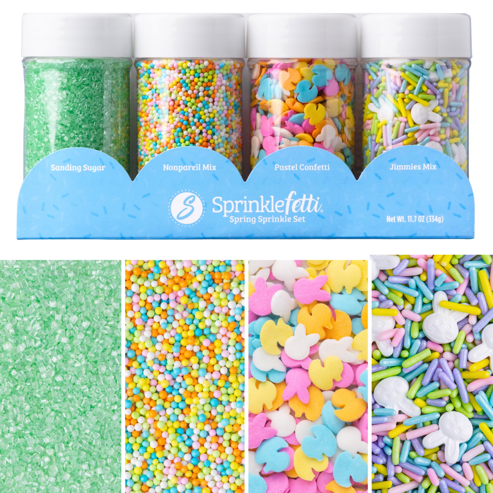 Easter Sprinkles Mix - 4 Pack Spring Shape Edible Decorations for Cakes, Cookies, Cupcakes & Ice Cream | Sweet Indeed Baking Supplies | Perfect for Easter Desserts, Party Treats & Holiday Baking