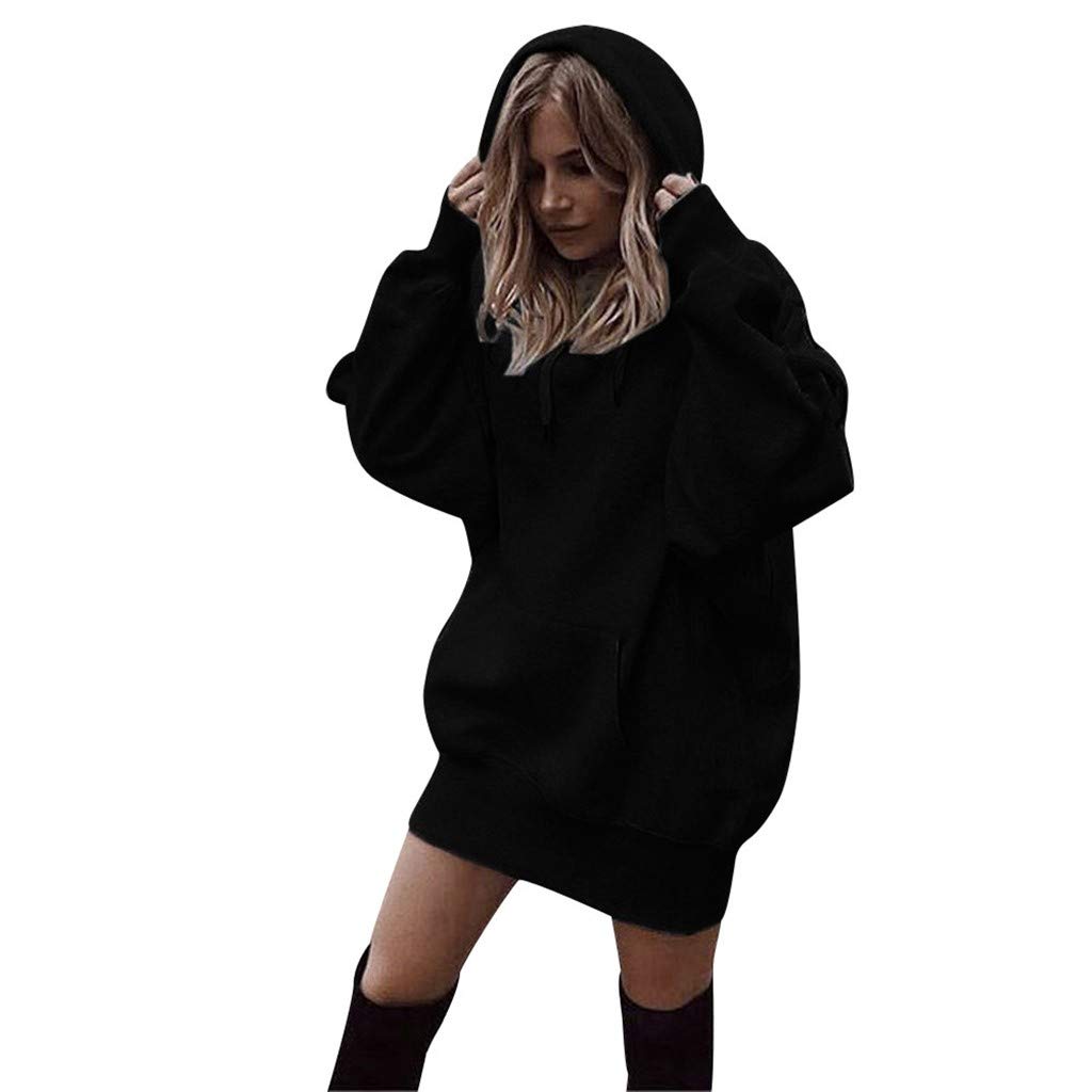 Handyulong Women's Oversized Knit Sweatshirt Dress - Casual Loose Long Tunic Pullover Blouse Top for Fall & Winter | Perfect for Layering, Lounge Wear and Street Fashion