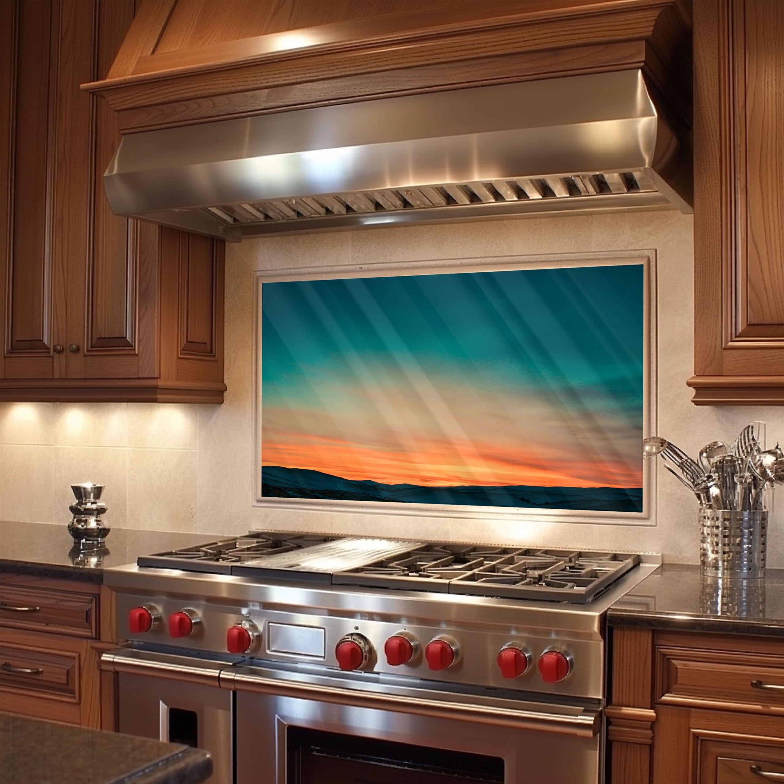 Heat Resistant Tempered Glass Kitchen Backsplash - Peel and Stick Stove Backsplash for Easy Cleaning | Perfect for Modern Kitchens, DIY Home Renovation & Apartment Upgrades