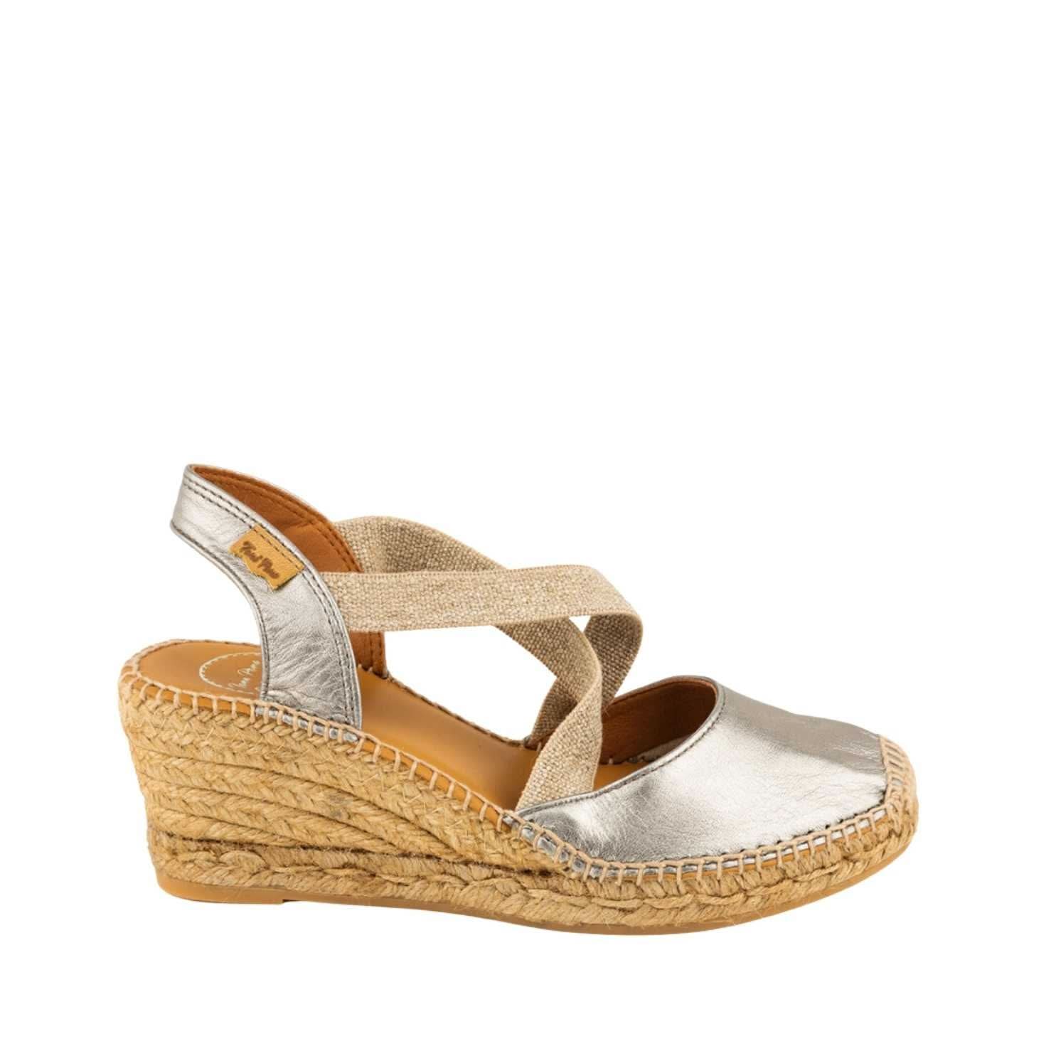 Women's Plain Leather Wedge Espadrilles - Comfortable Summer Sandals for Casual Outings & Beach Vacations | Saba P